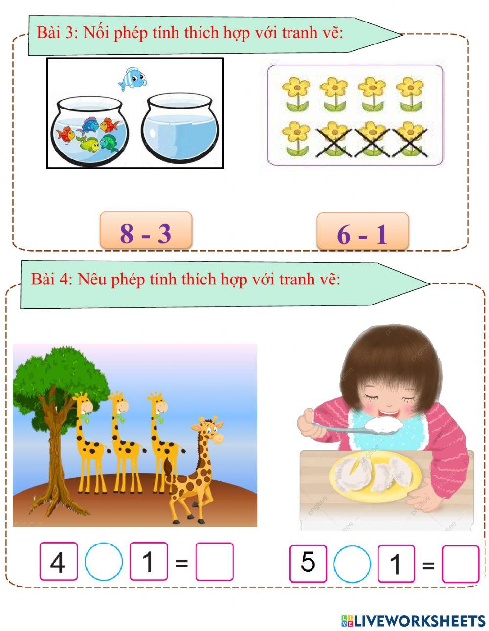 Làm quen với phép trừ - dấu trừ