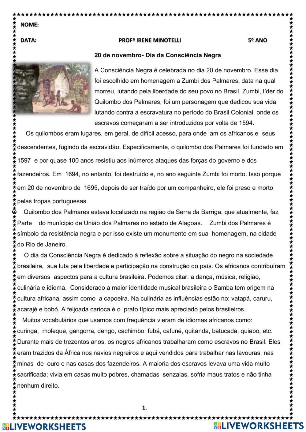 Dia da consciência negra