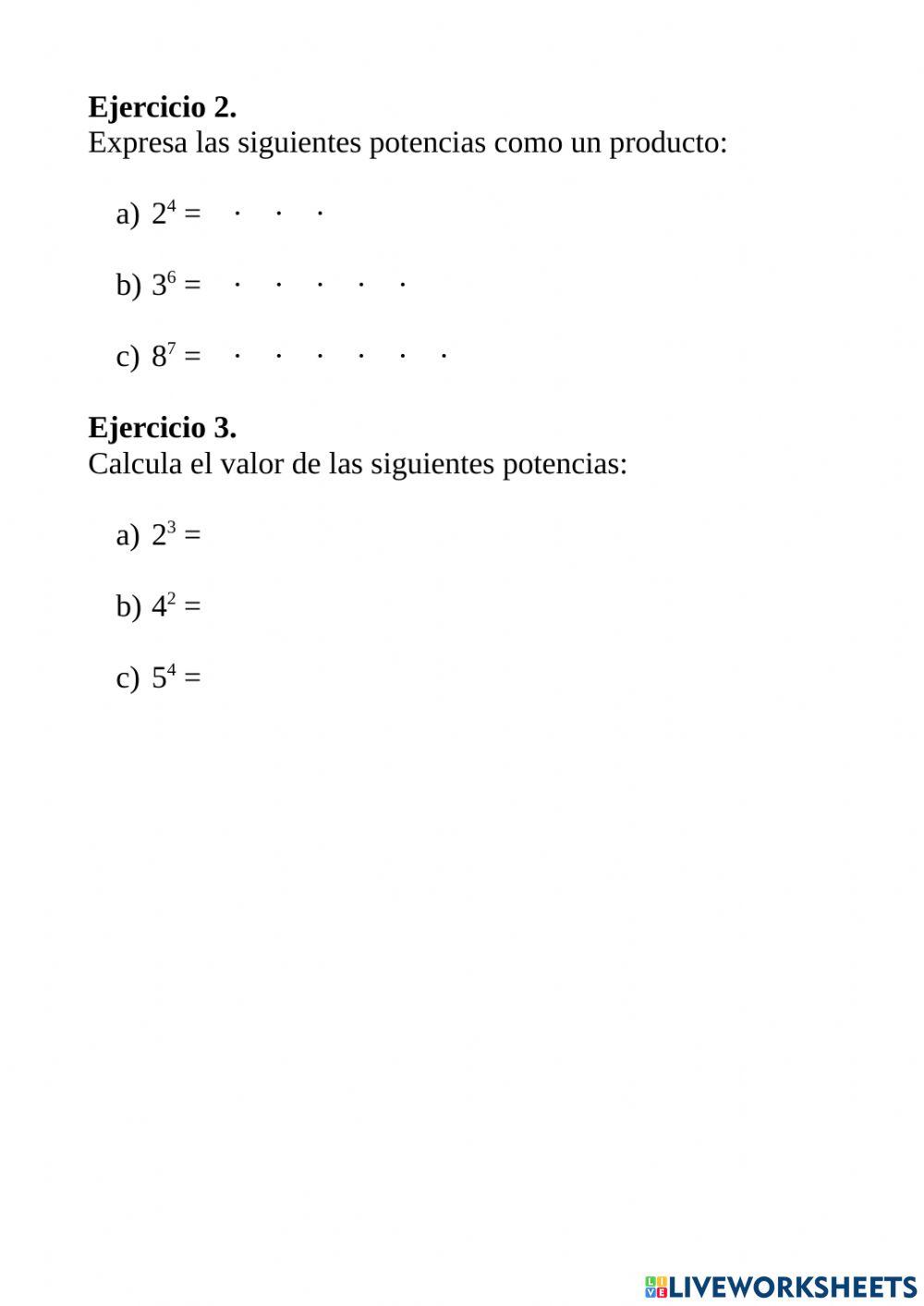 Potencias - Definición