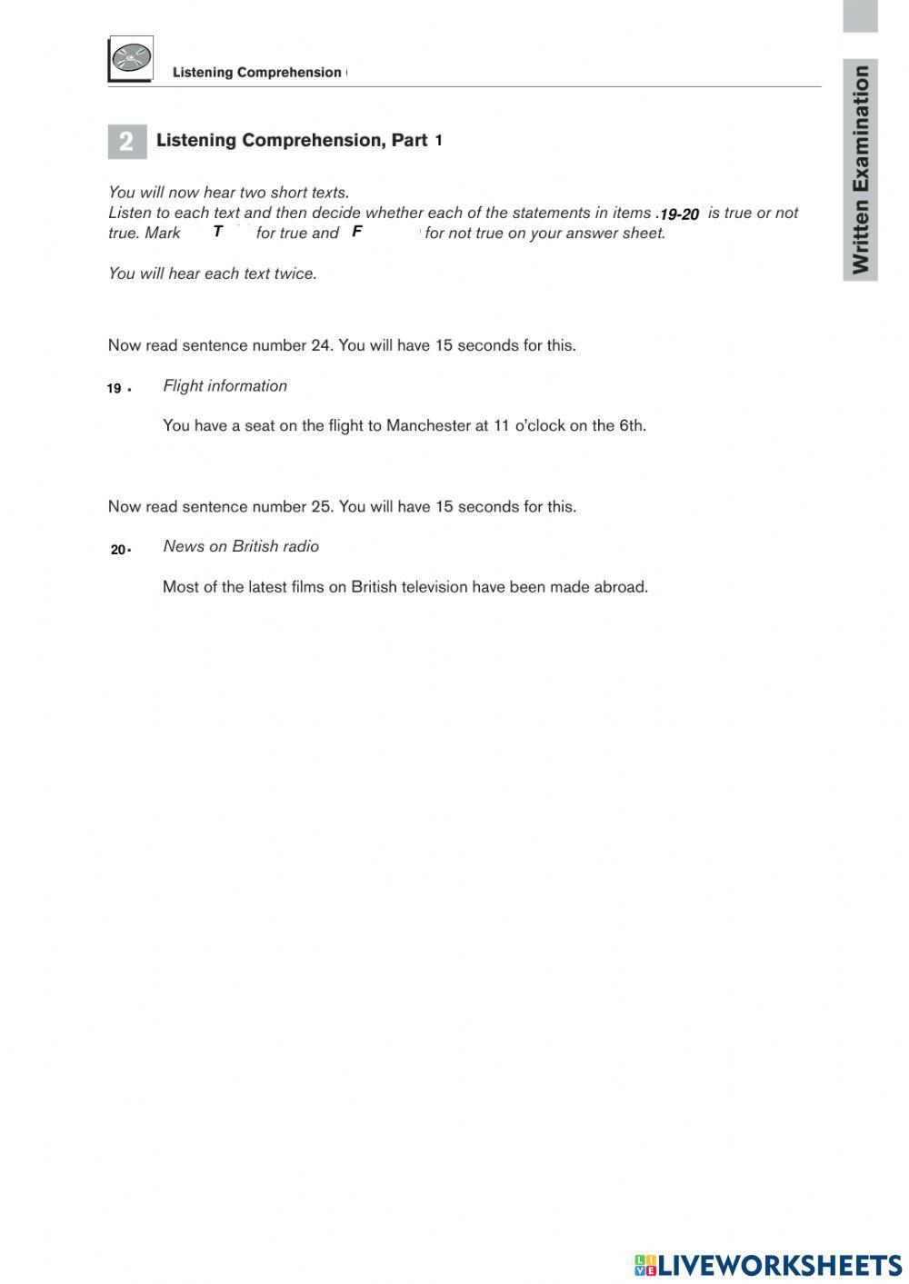 Tourist Information Exam