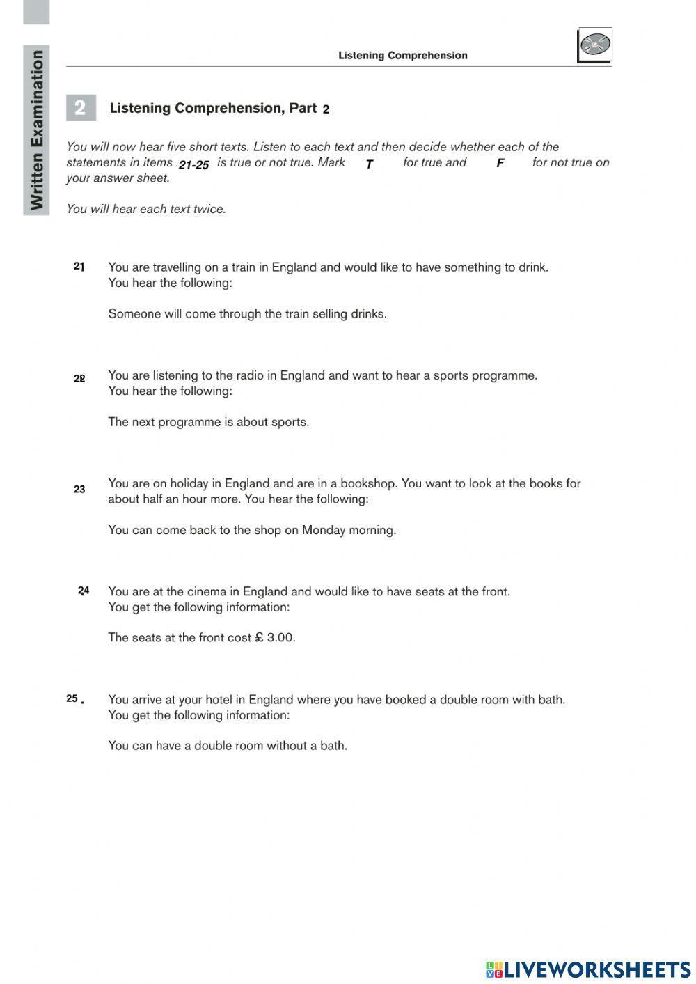 Tourist Information Exam