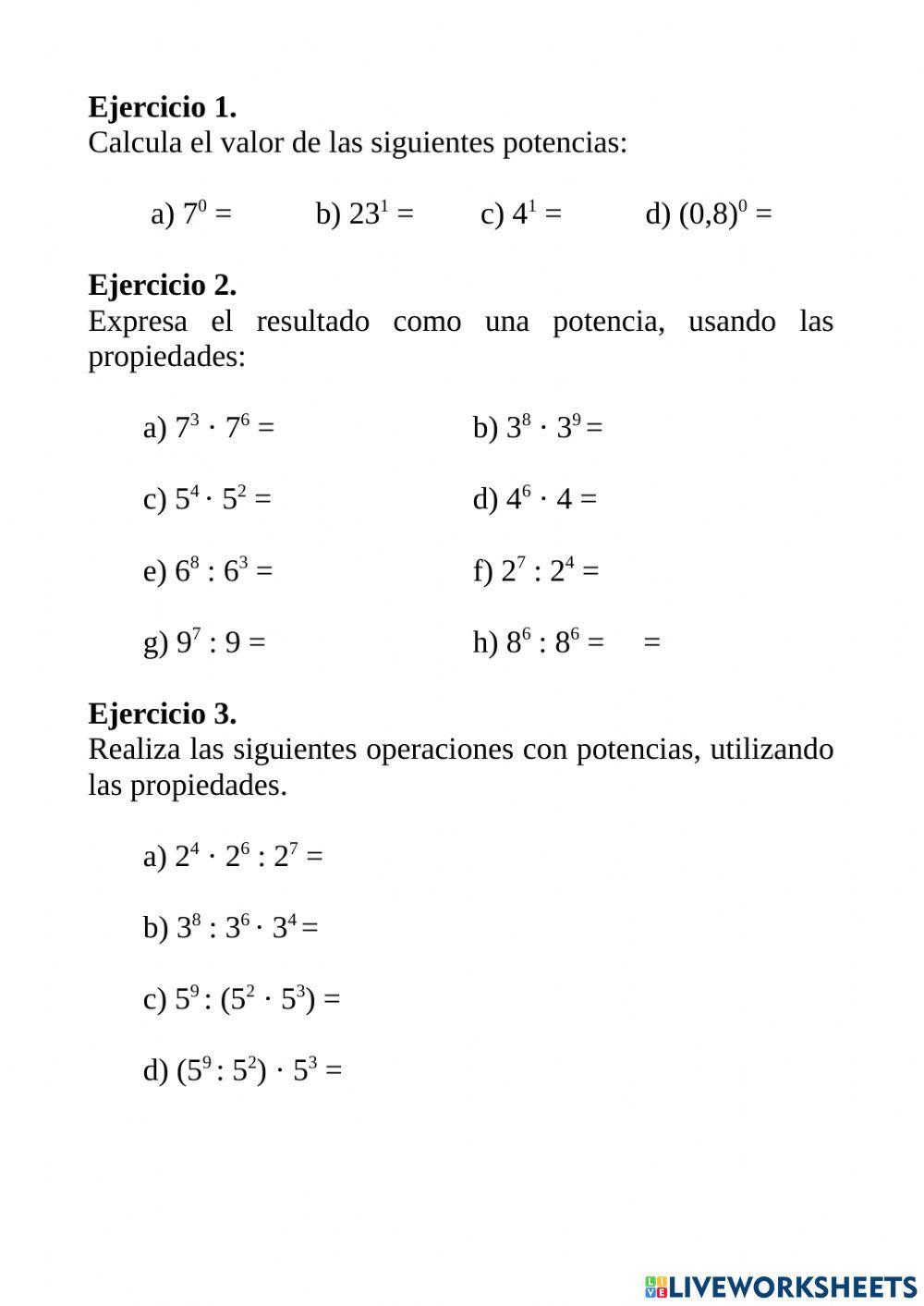 Potencias - Propiedades I