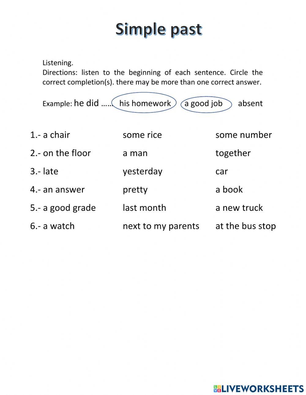 Past simple  listening