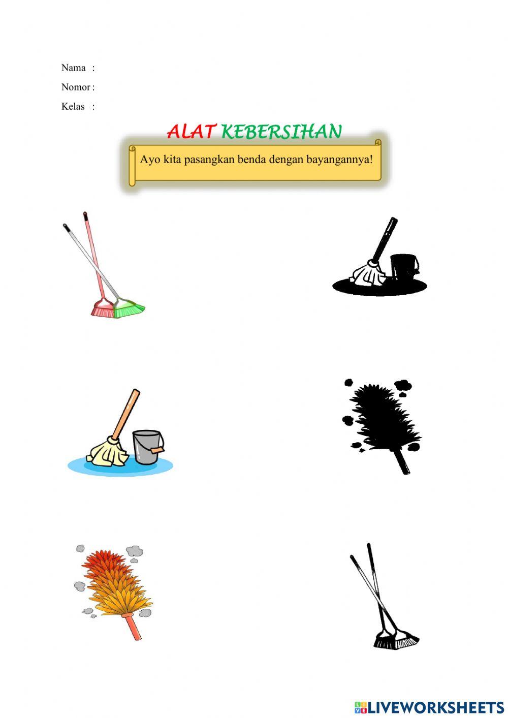 Memasangkan gambar alat kebersihan