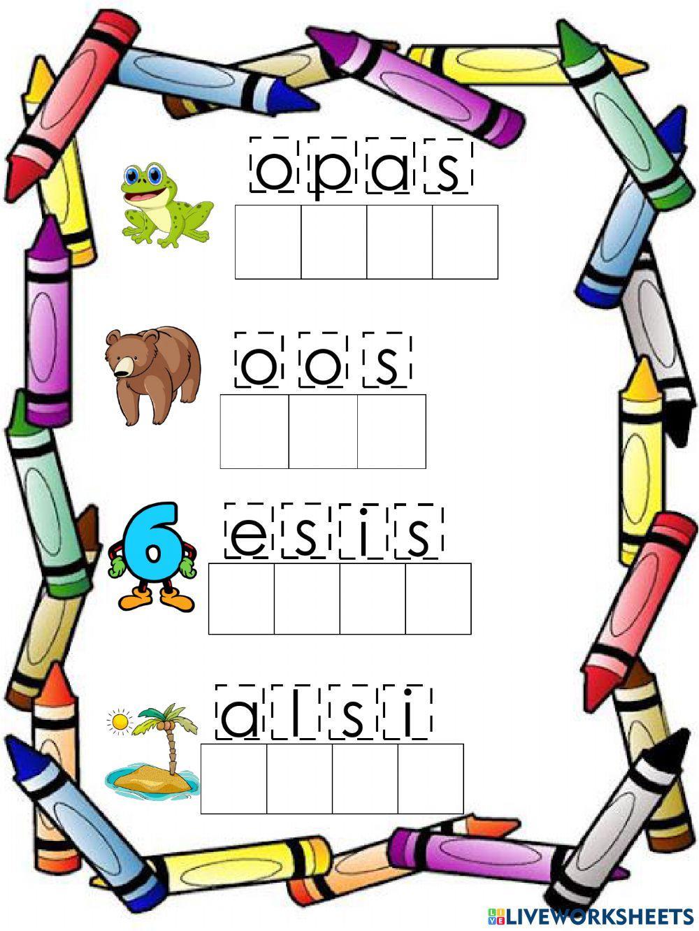 Orden de palabras letra s