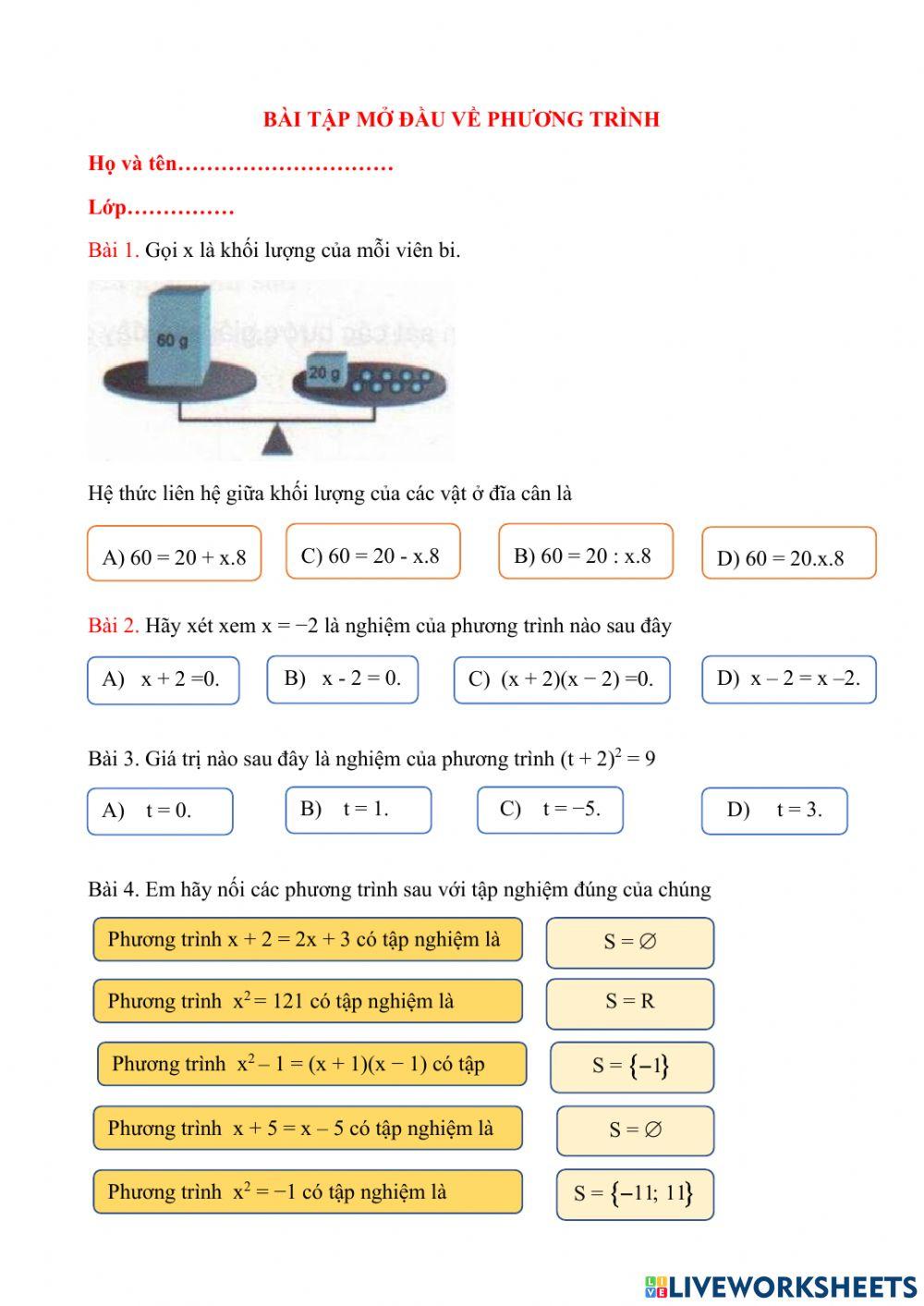 Mở đầu về phương trình