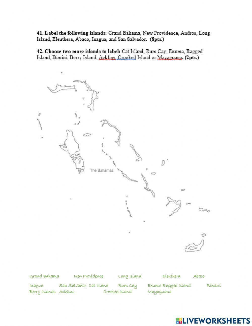 Islands & Capitals of The Bahamas