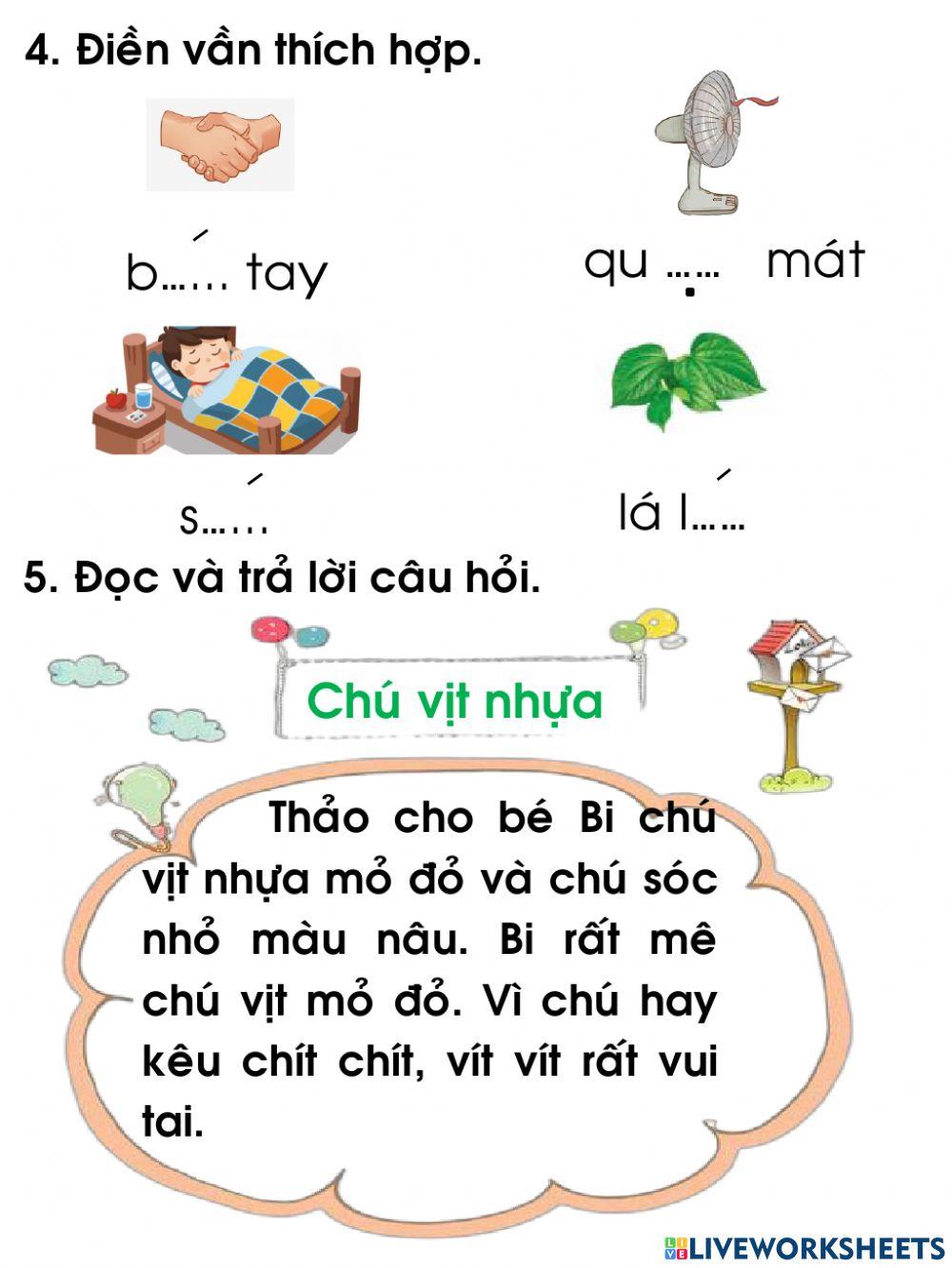 Phiếu ôn tiếng việt tuần 10