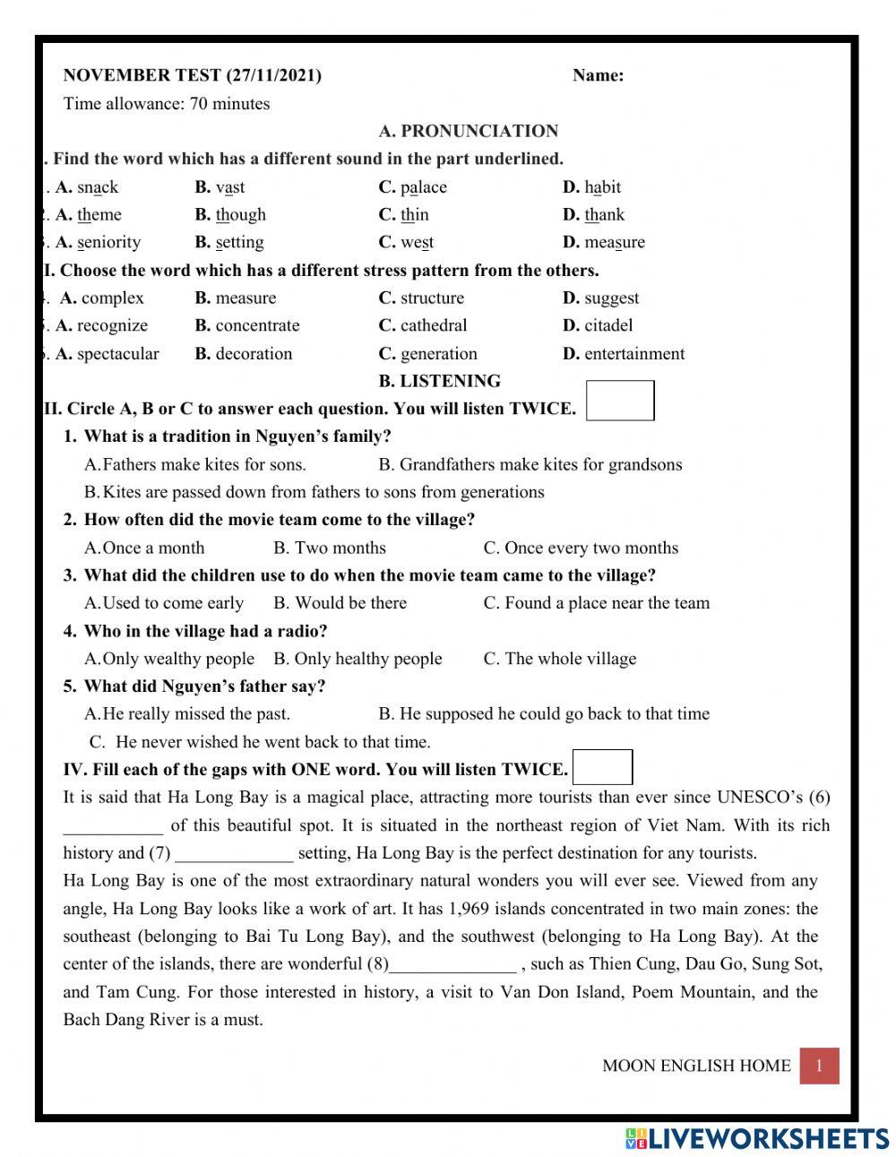 Grade 9- U4-5 (month test)