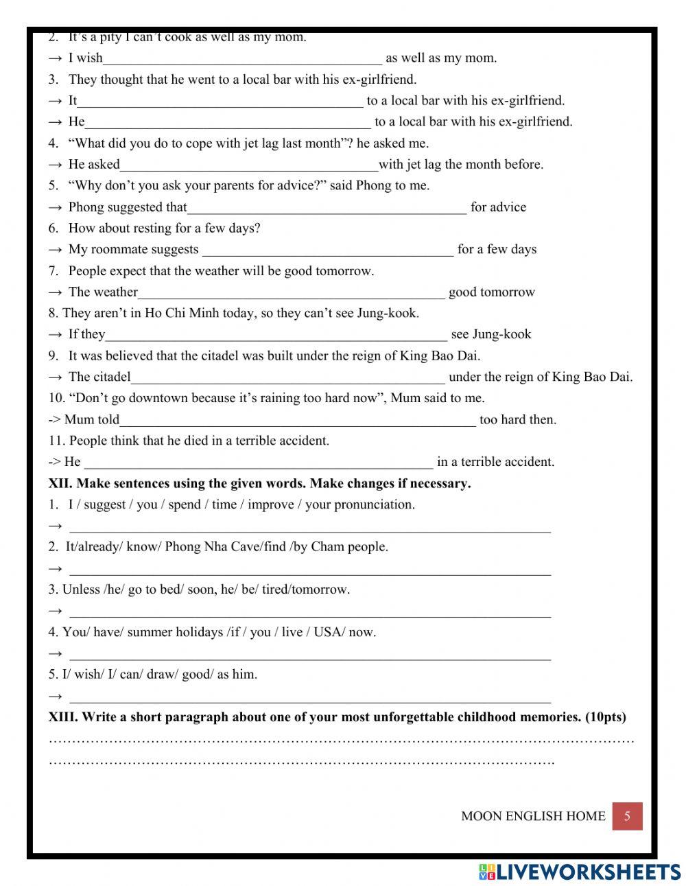 Grade 9- U4-5 (month test)