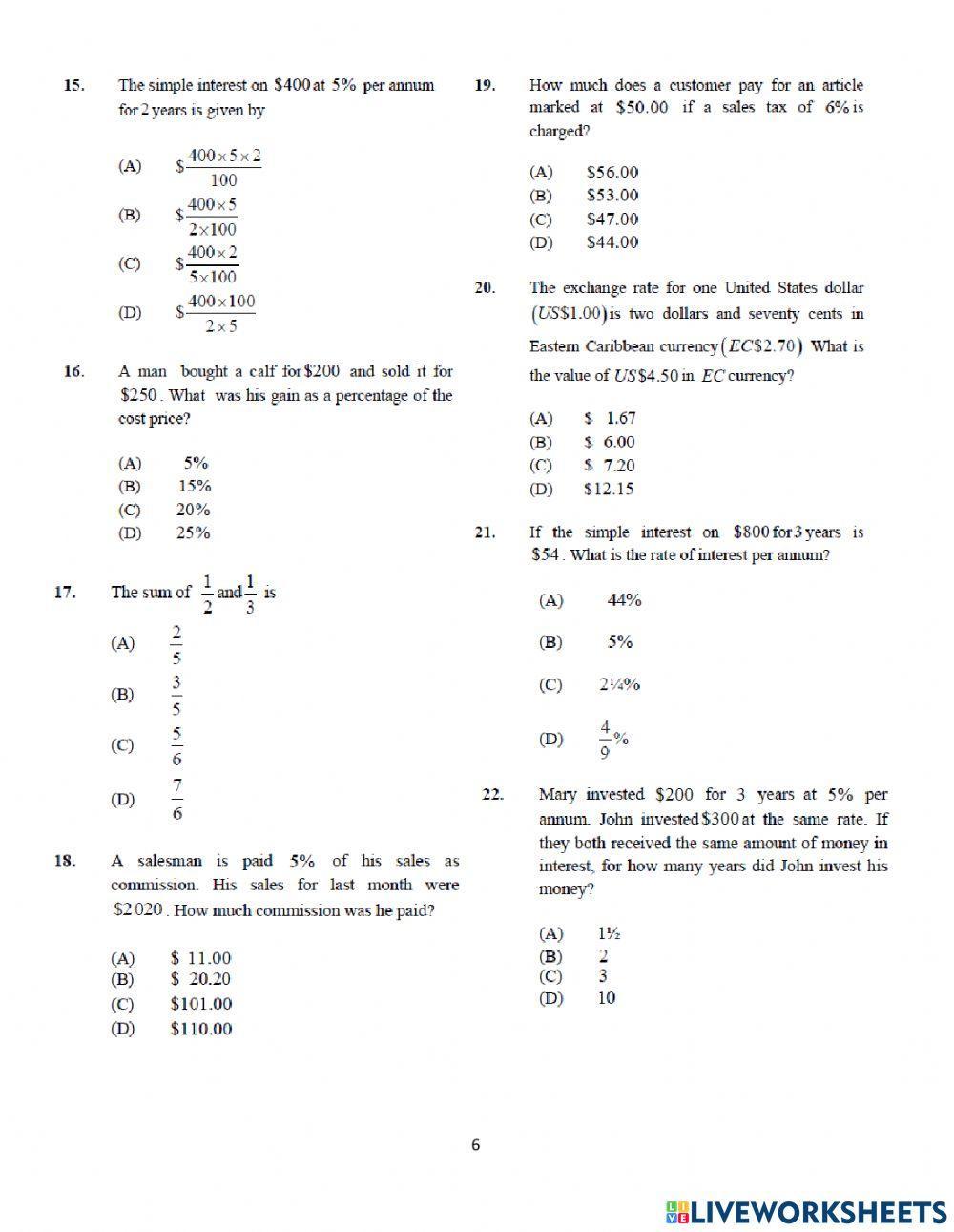 Four Business End Of Term 1 Test