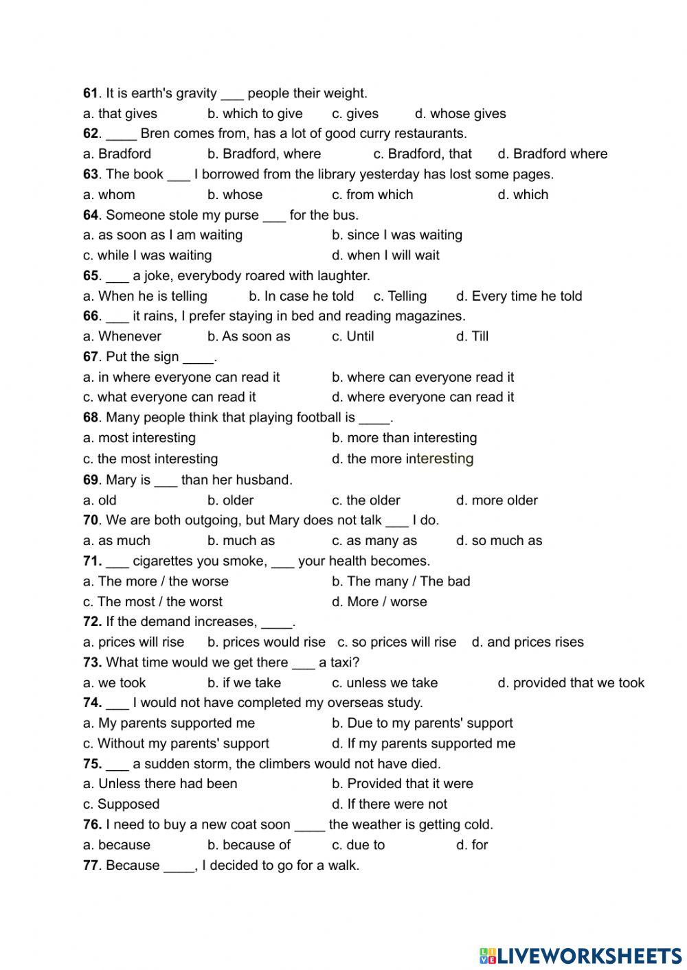 PRACTICE TEST 7C online exercise for | Live Worksheets