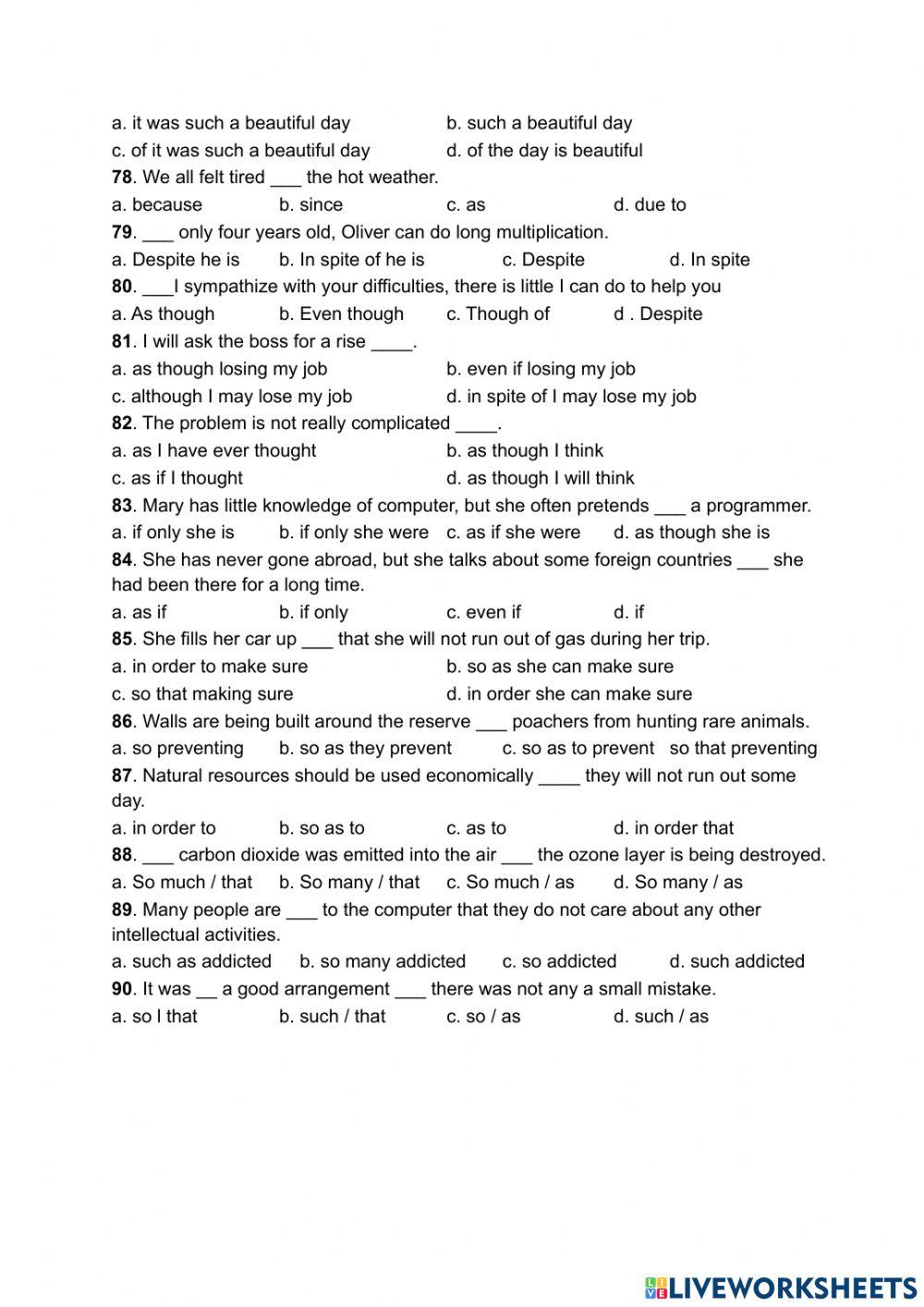 PRACTICE TEST 7C online exercise for | Live Worksheets