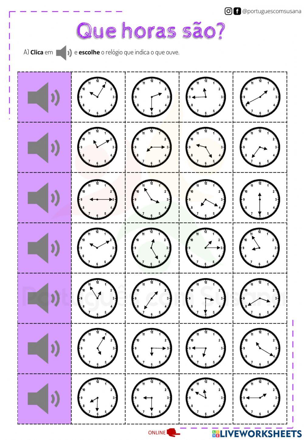Horas - Que horas são?