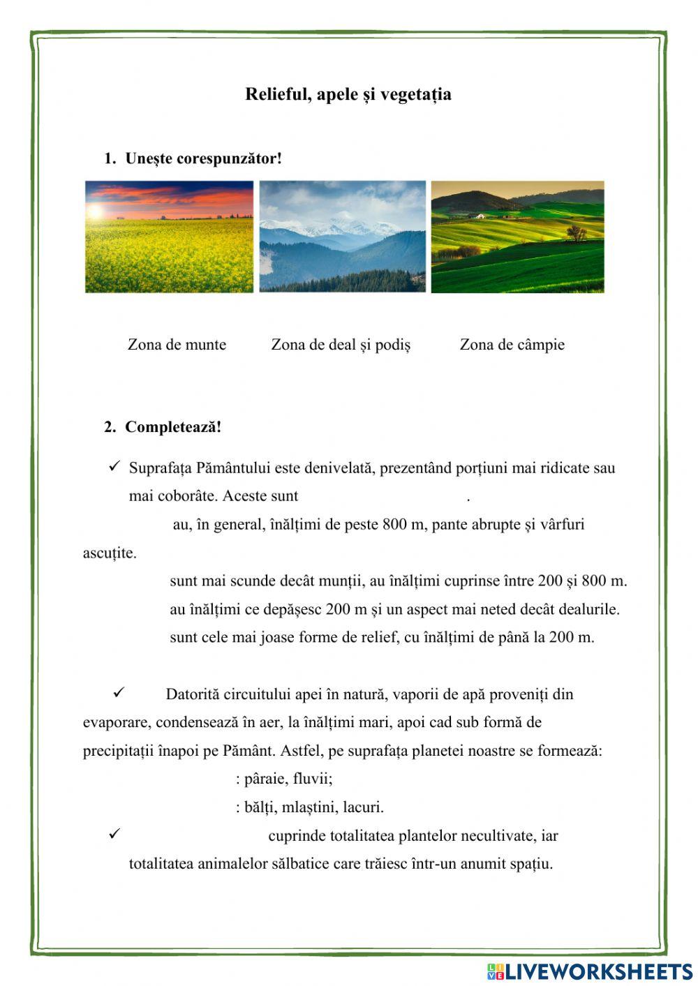 Relieful, apele și vegetația