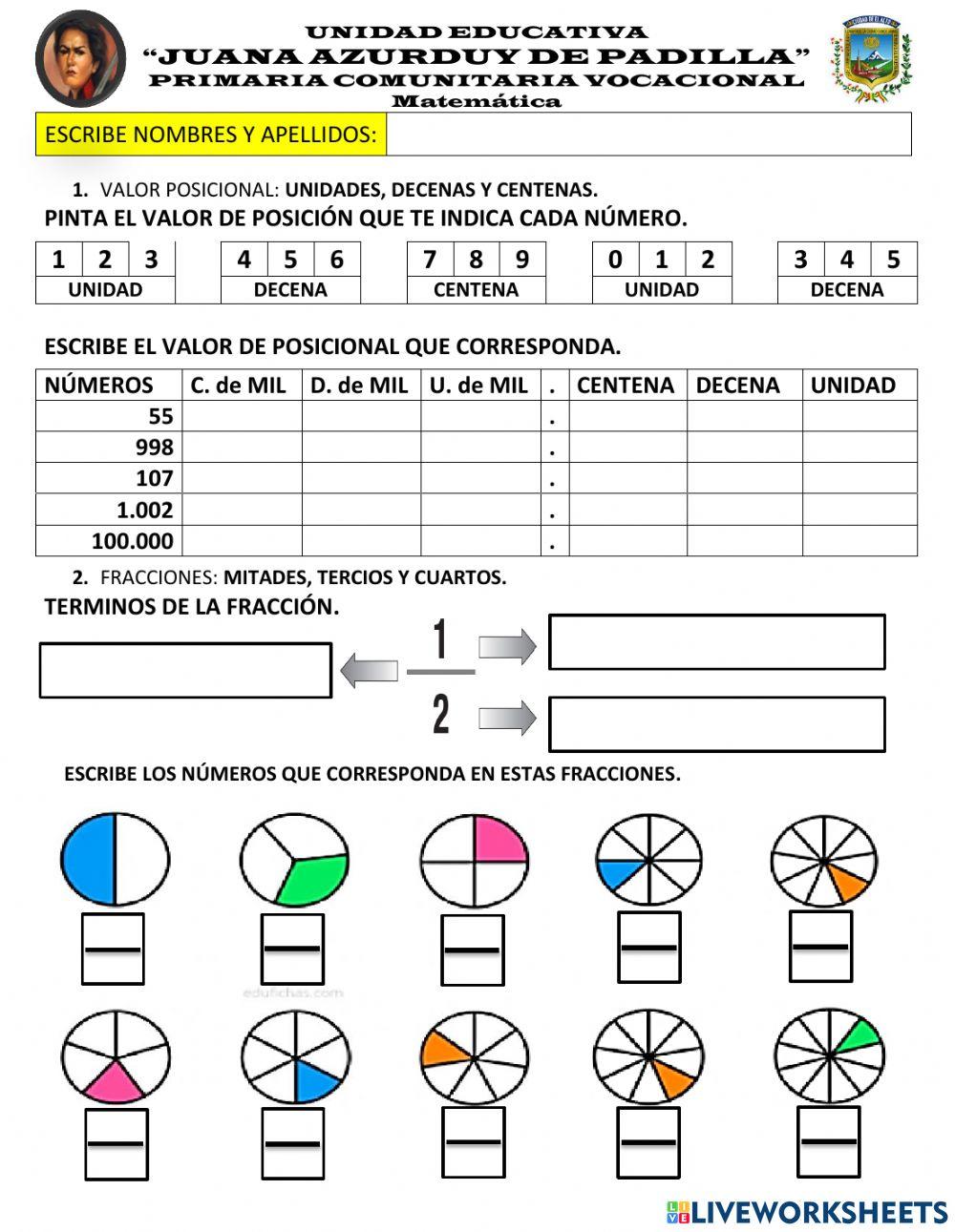 Evaluación de Matemática