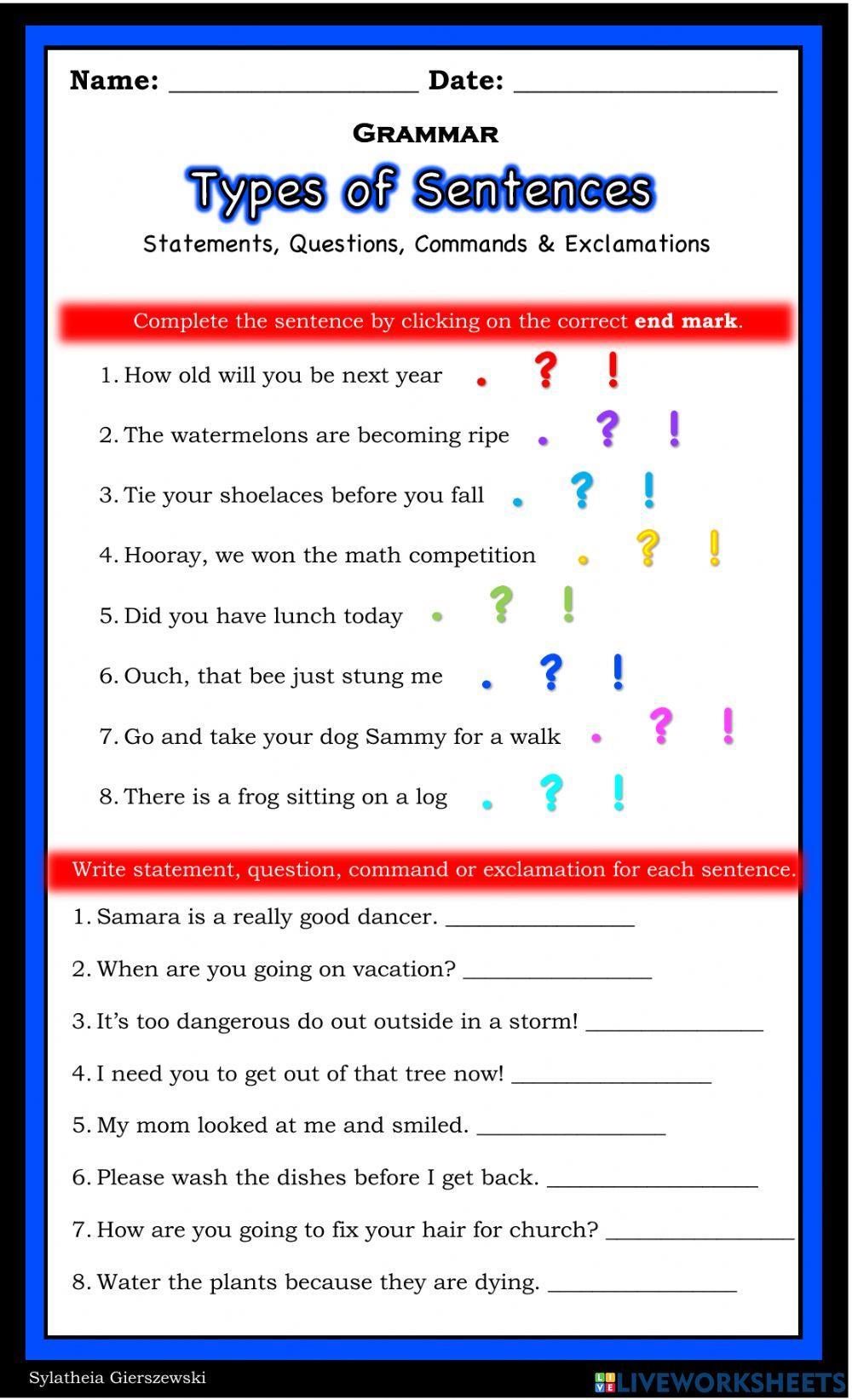 Types of Sentences Types of Sentences