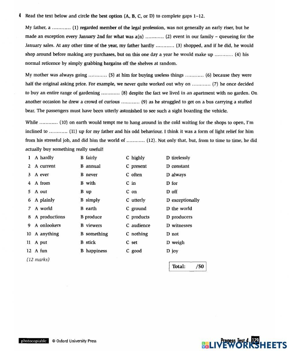 Advanced Result Progress Test 4 