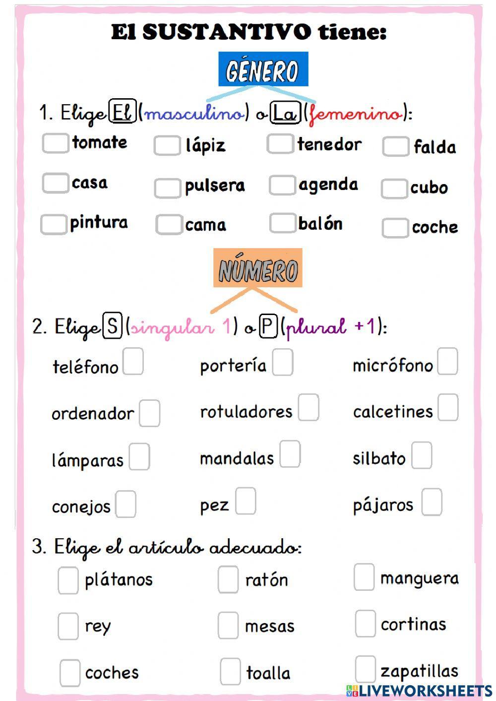 Género y número artículos