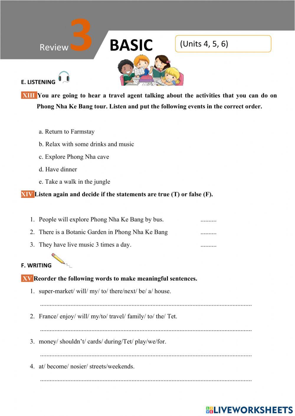 English 6 Big4 Review 3 Listening and Writing Skills