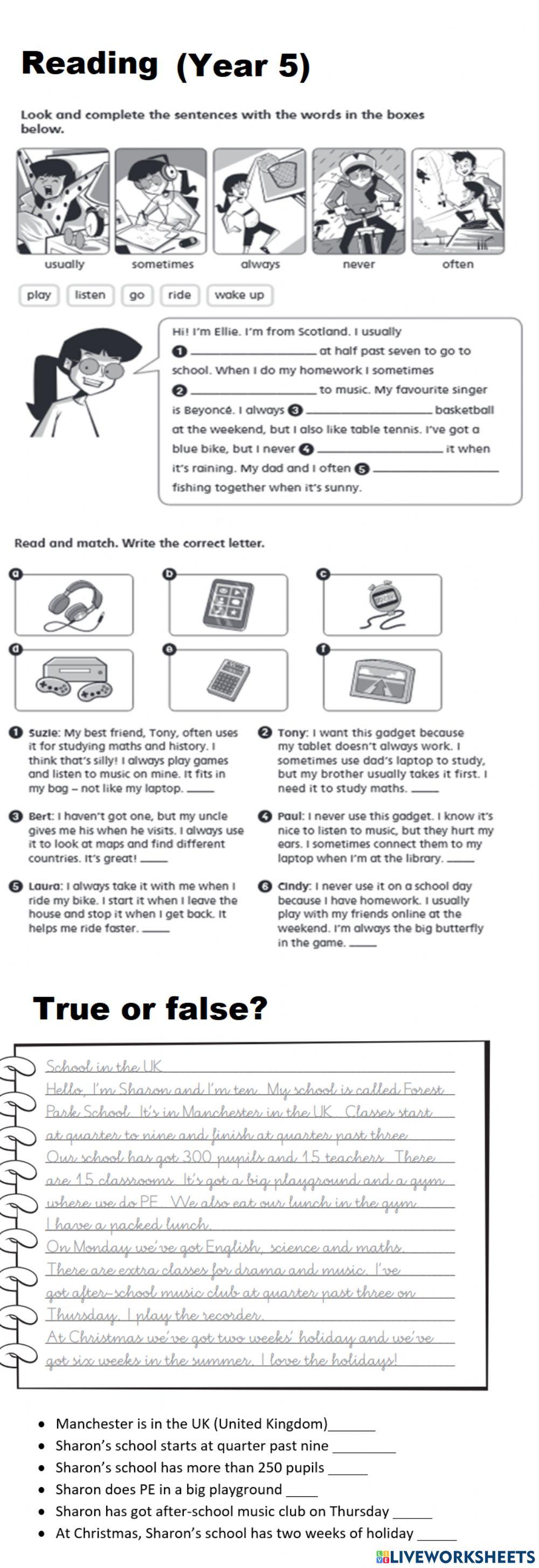 Reading hobbies and school