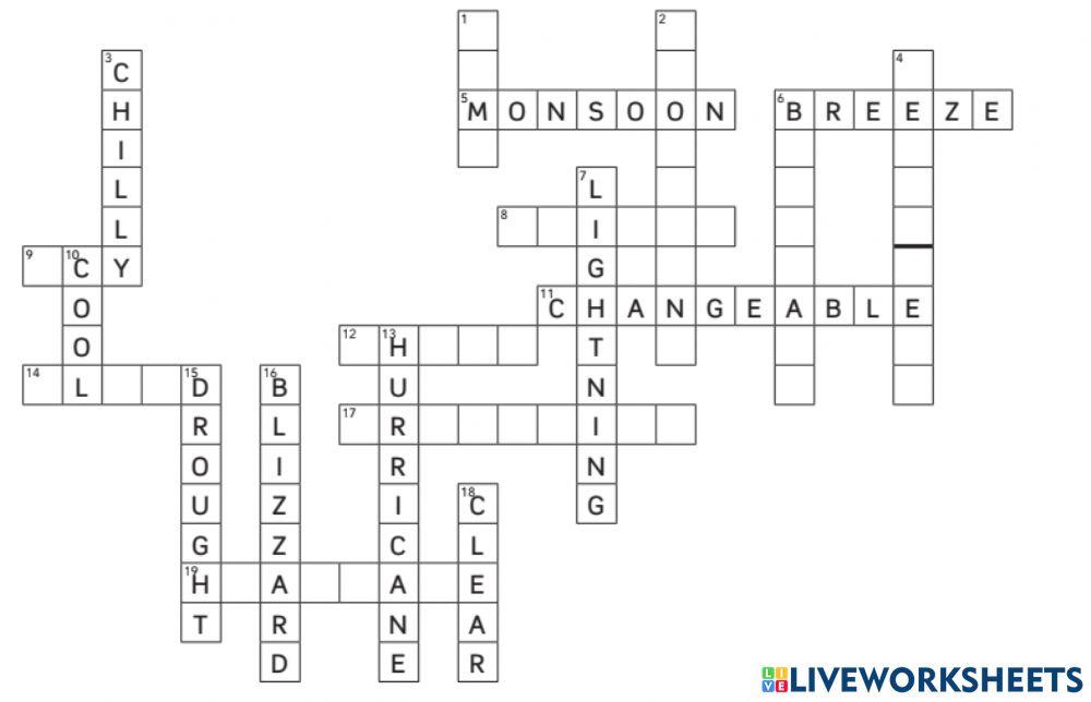 Half a crossword Weather B worksheet Live Worksheets