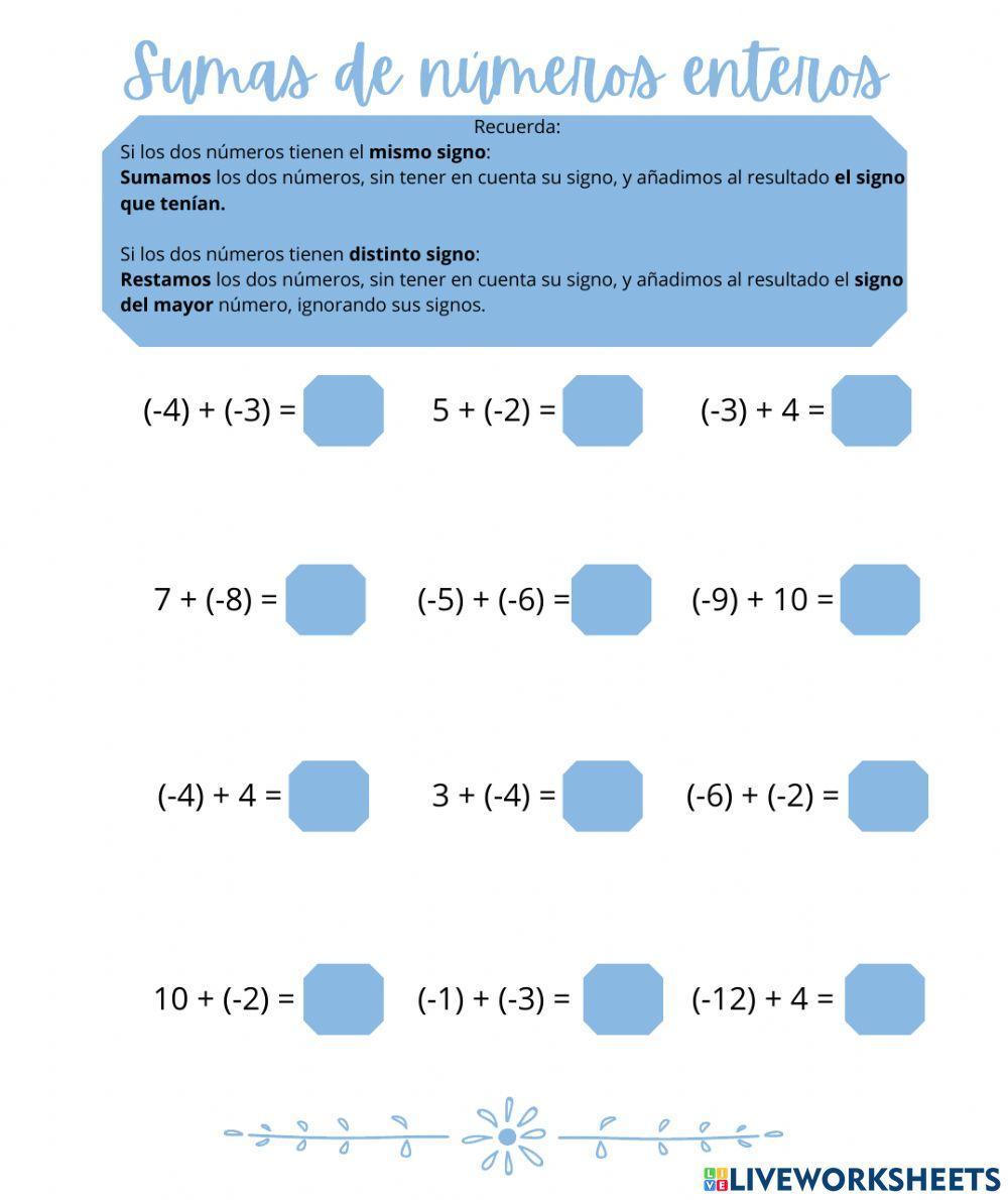 Suma de números enteros