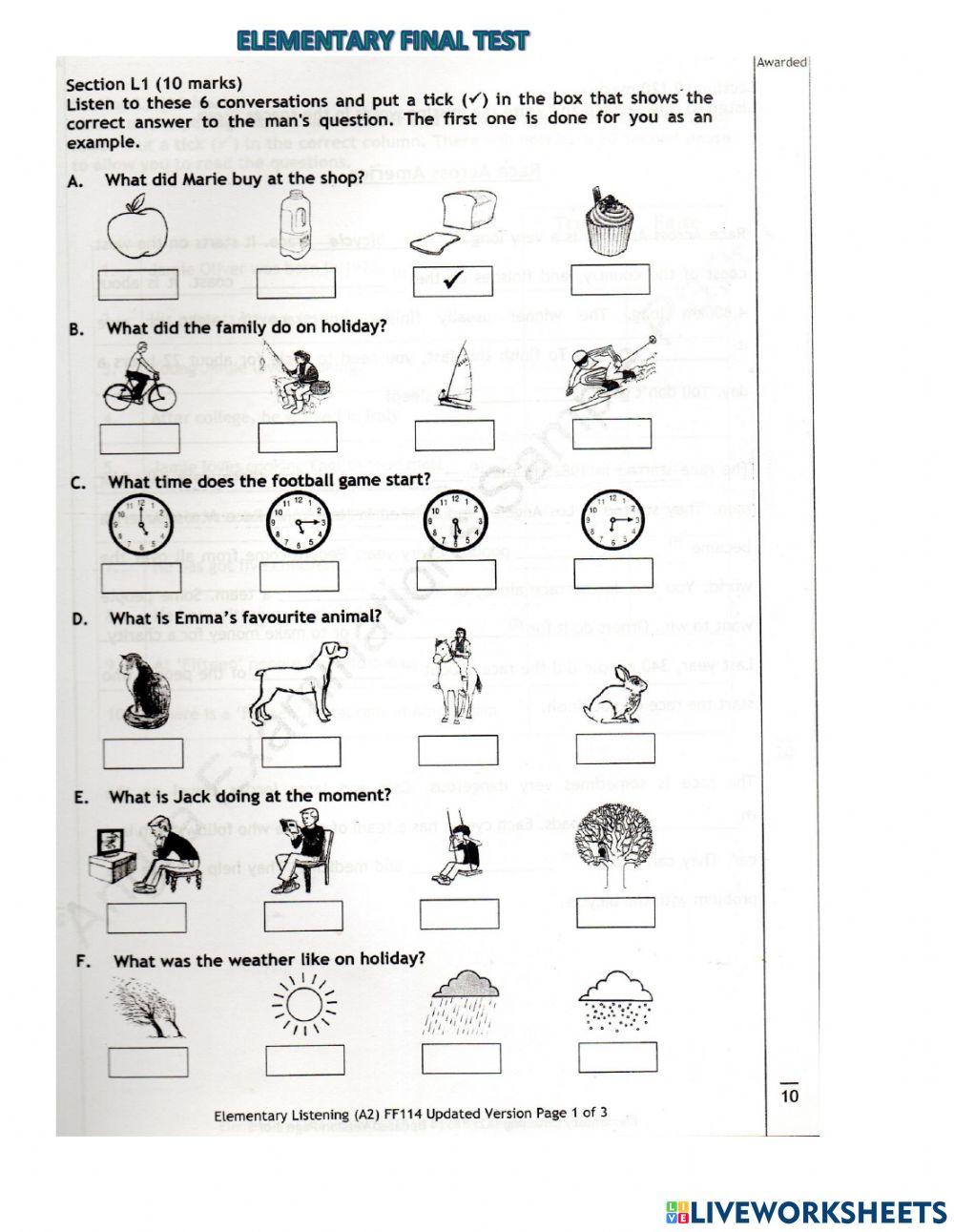 Elementary final test