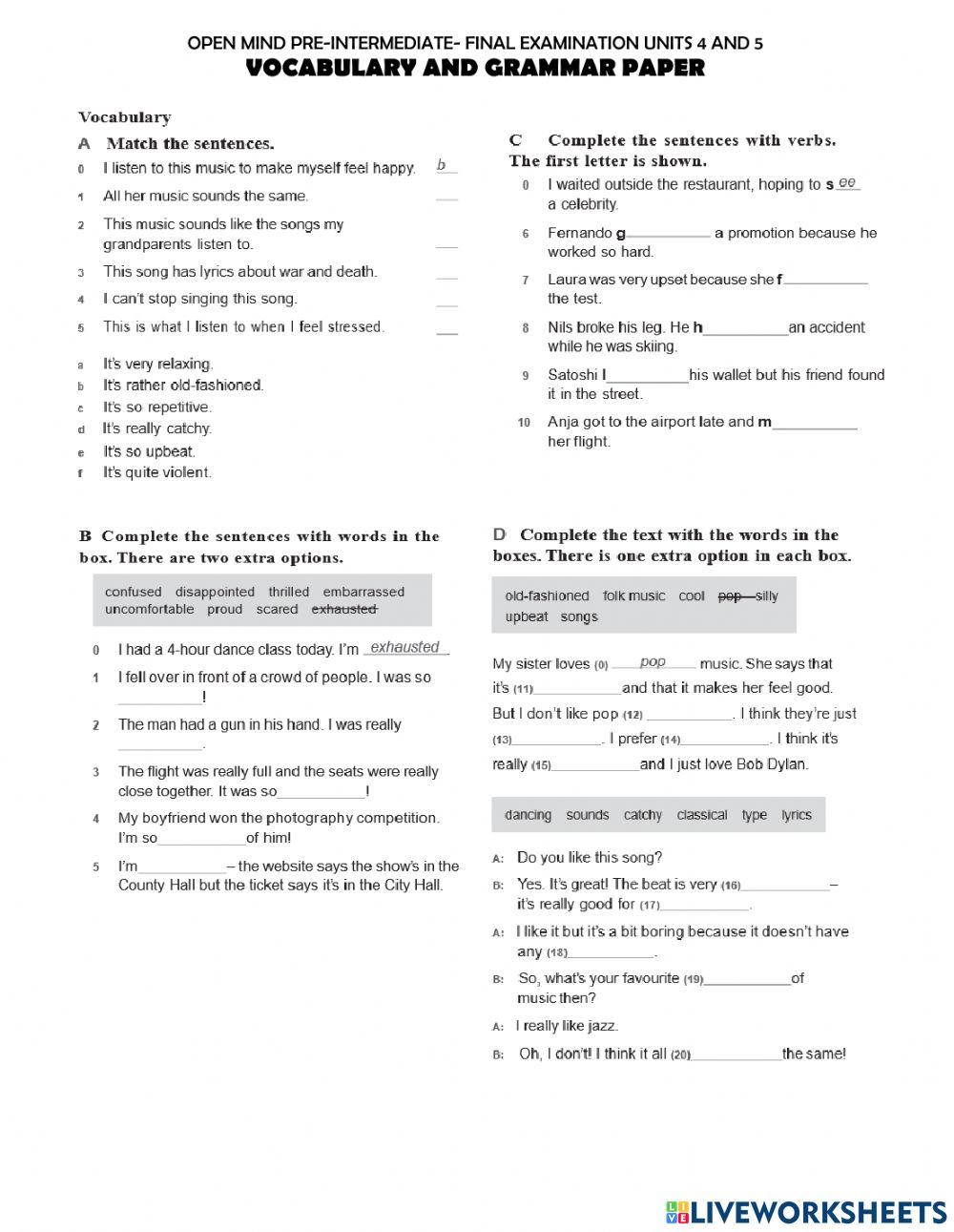 Open Mind Pre- Intermediate final 4-5