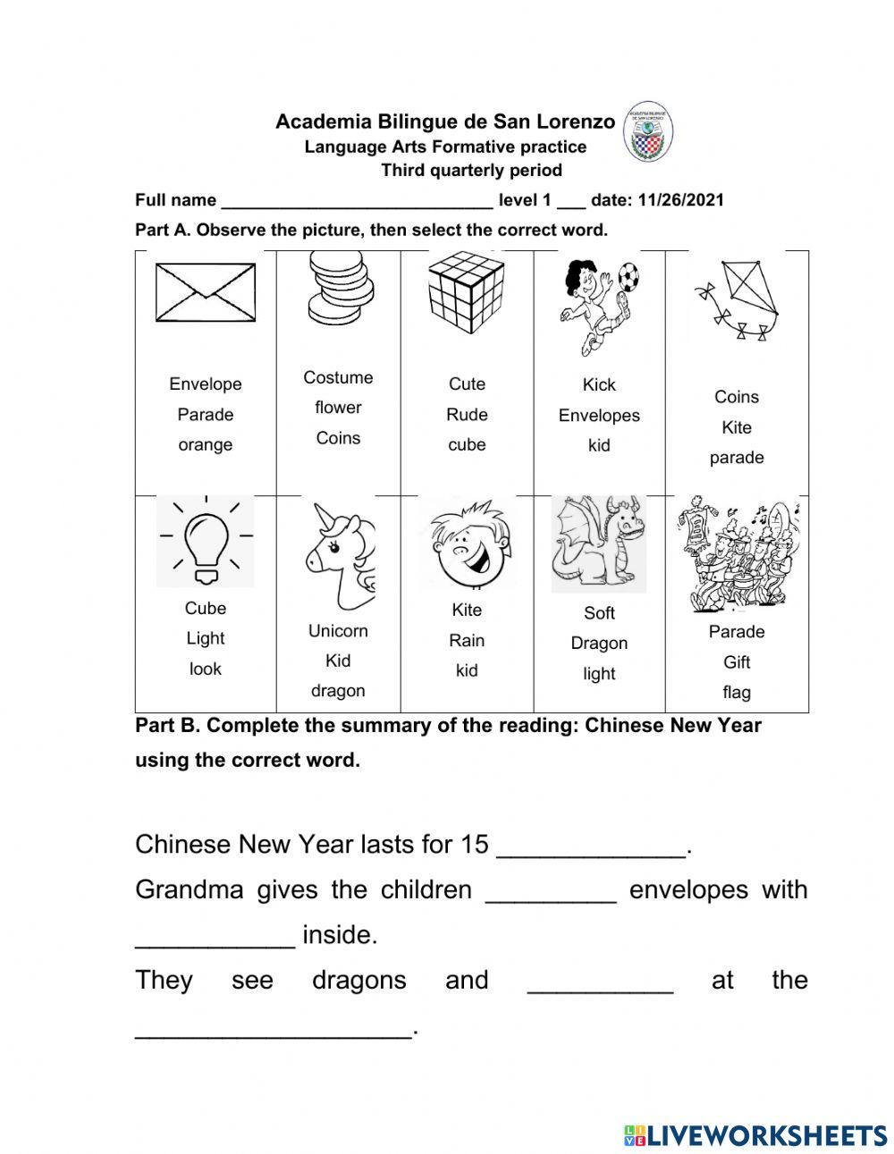 Language arts formative