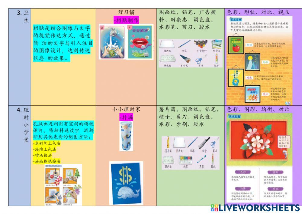 四年级美术笔记