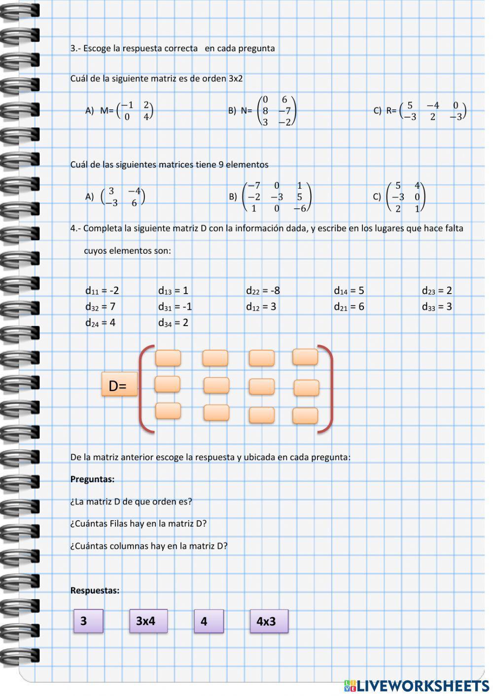 Introducción de matrices