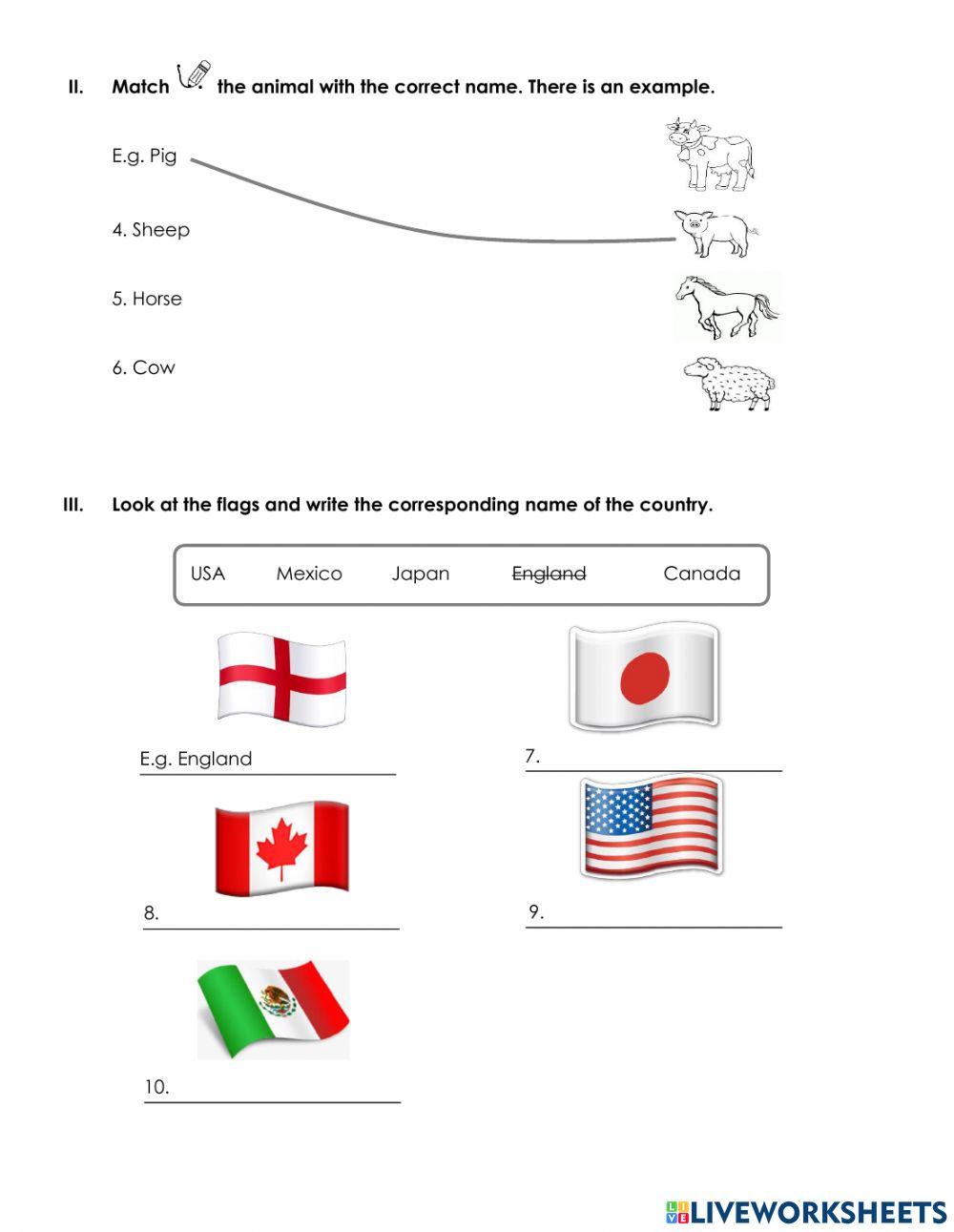 Cuestionario Mensual de Inglés - 2do. Grado - Noviembre