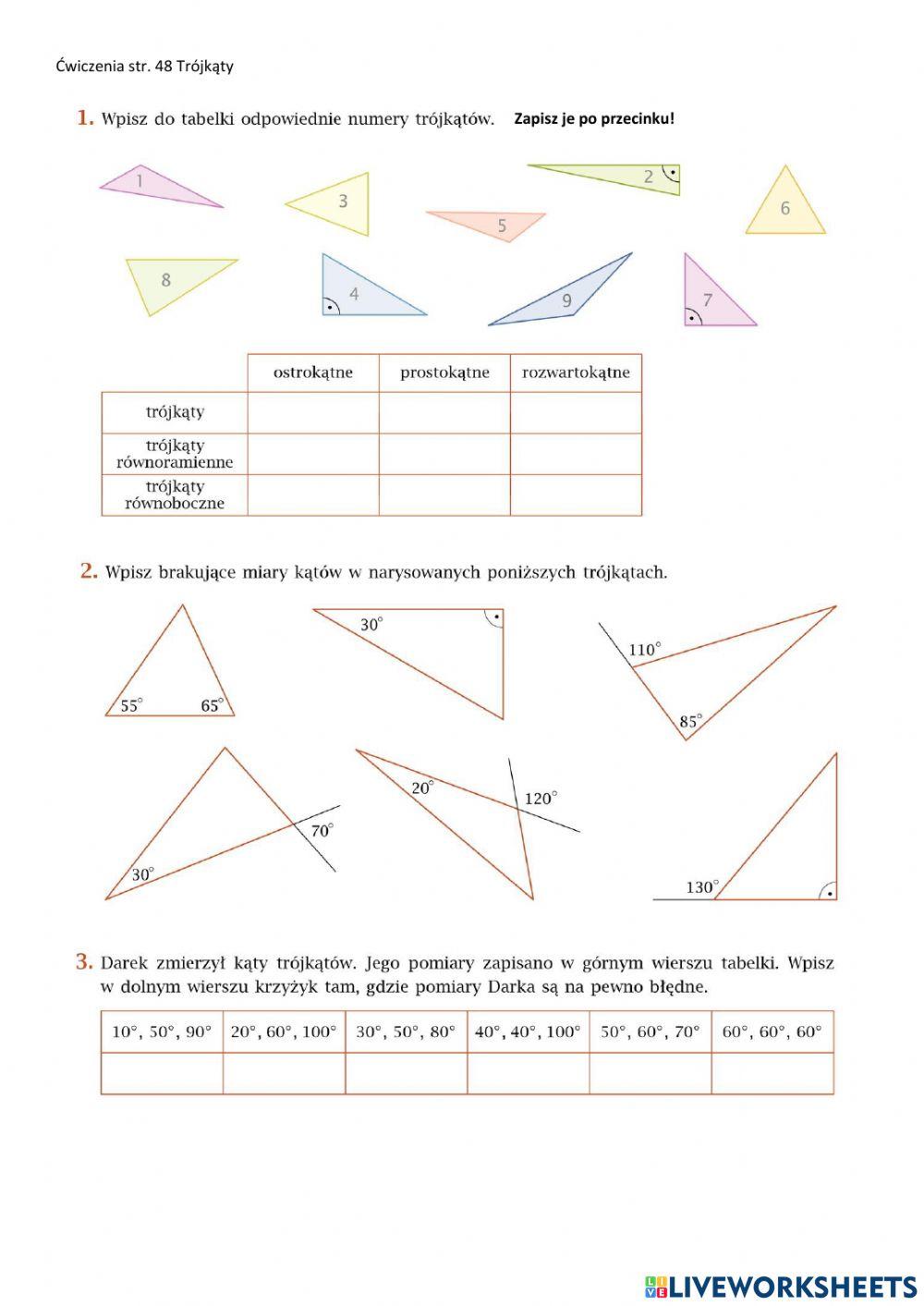 Praca domowa kąty ćwiczenia str. 48 klasa 7