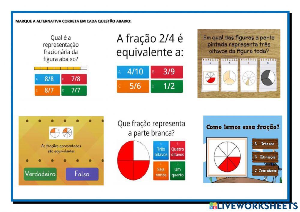 Fração - parte e inteiro- fração equivalente