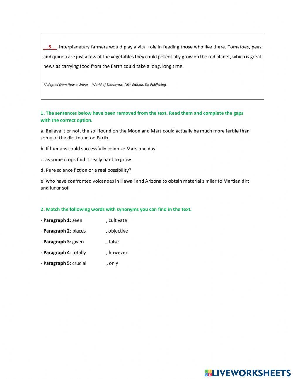 Farming on alien planets