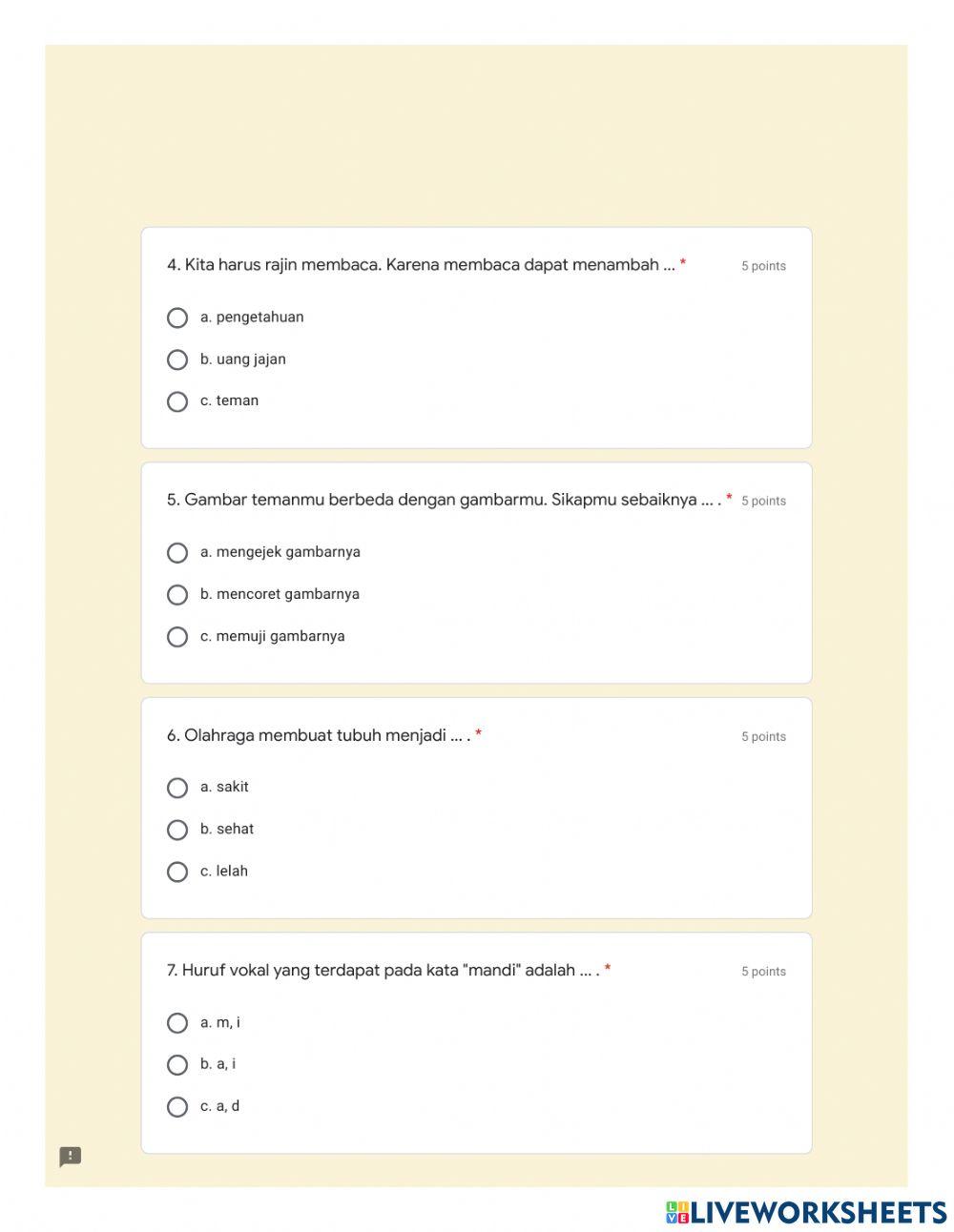 Latihan soal pas tema 2