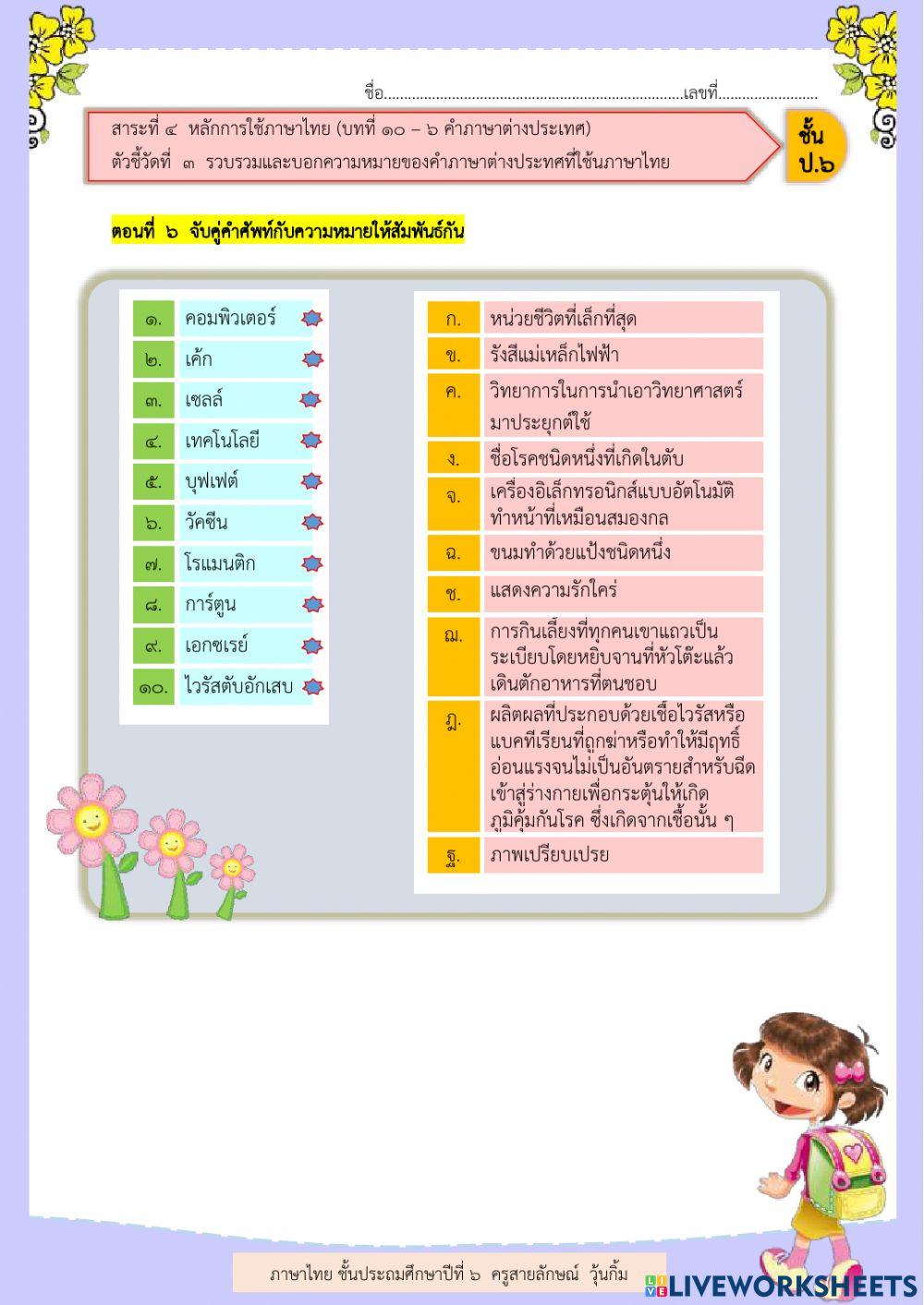 ป.6-บทที่10-6คำภาษาต่างประเทศ