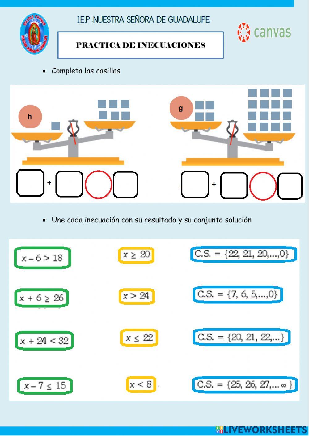 Practica de Inecuaciones