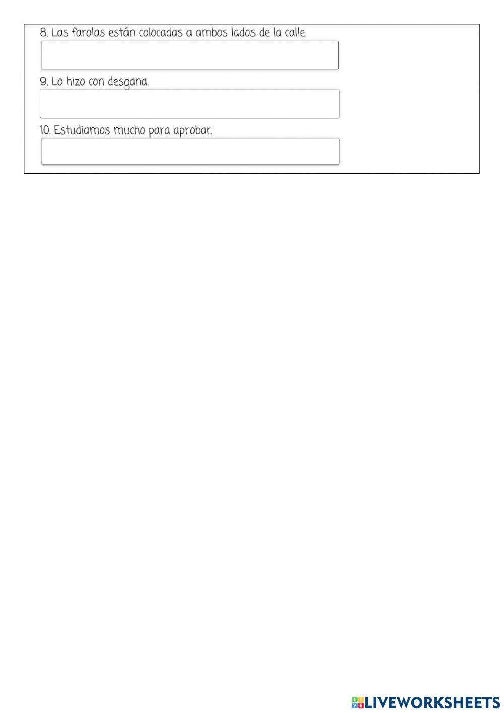 OBJETO DIRECTO, OBJETO INDIRECTO Y COMPLEMENTO CIRCUNSTANCIAL