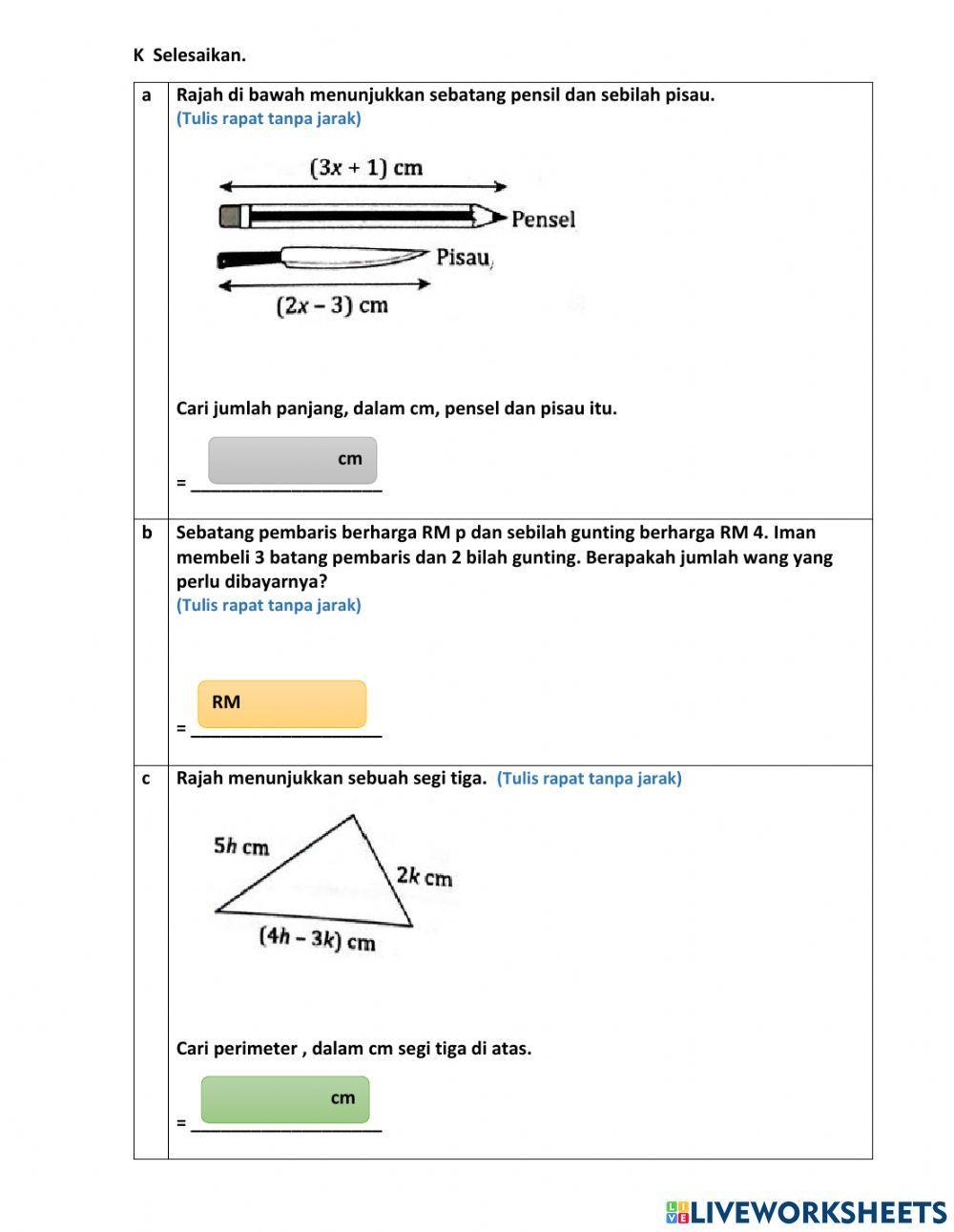 Bab 5 ungkapan algebra matematik tingkatan 1