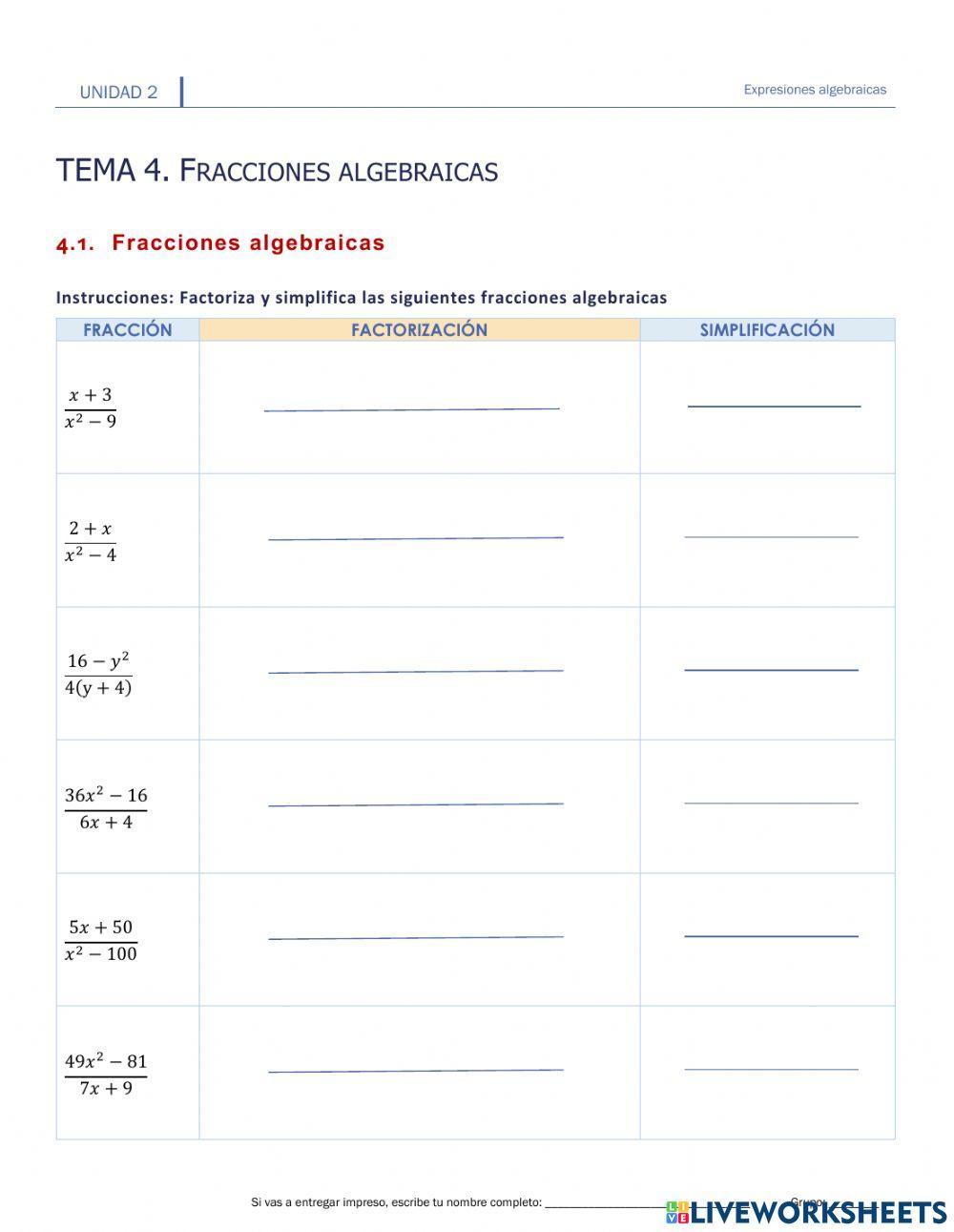 II.4.1.Fracciones algebraicas