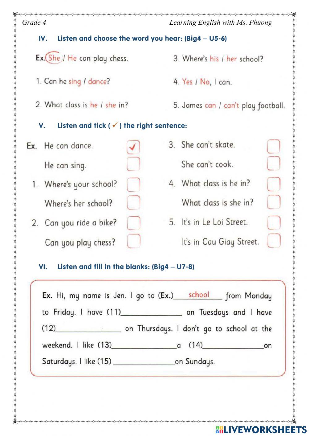 English 4 - Listening - U1-8