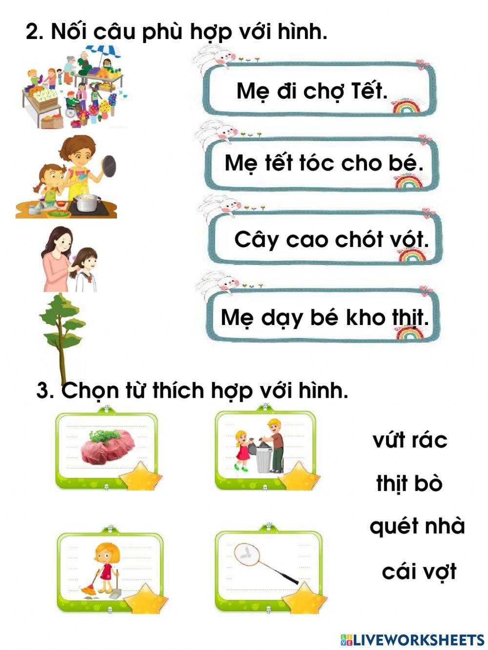 Phiếu Tiếng Việt cuối tuần 10