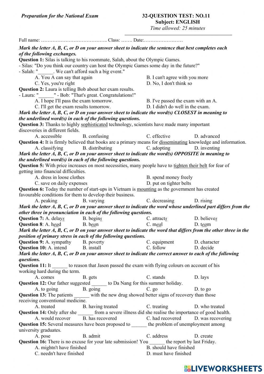 E9 - Đề luyện thi THPT 11