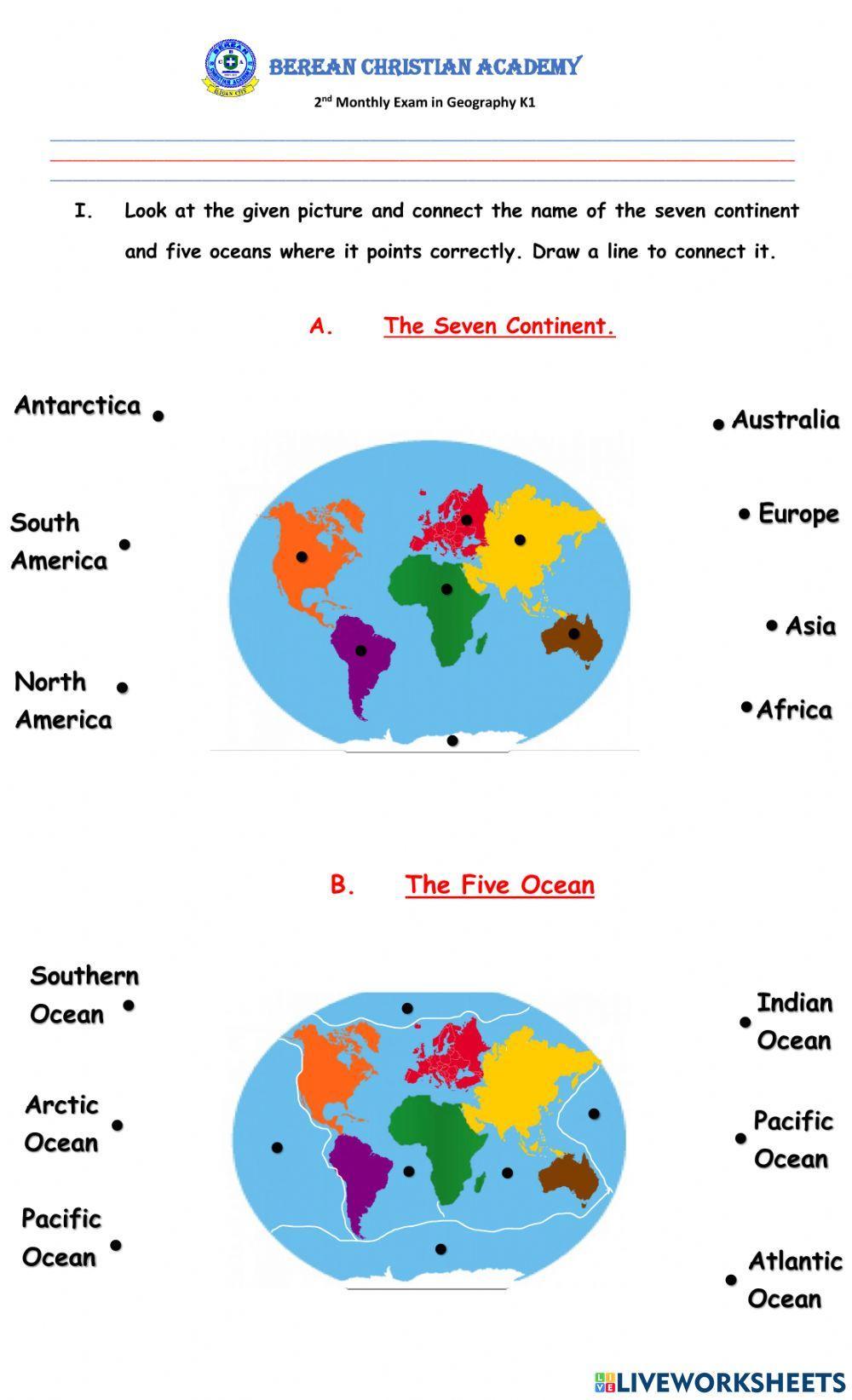 Seven continent and five ocean