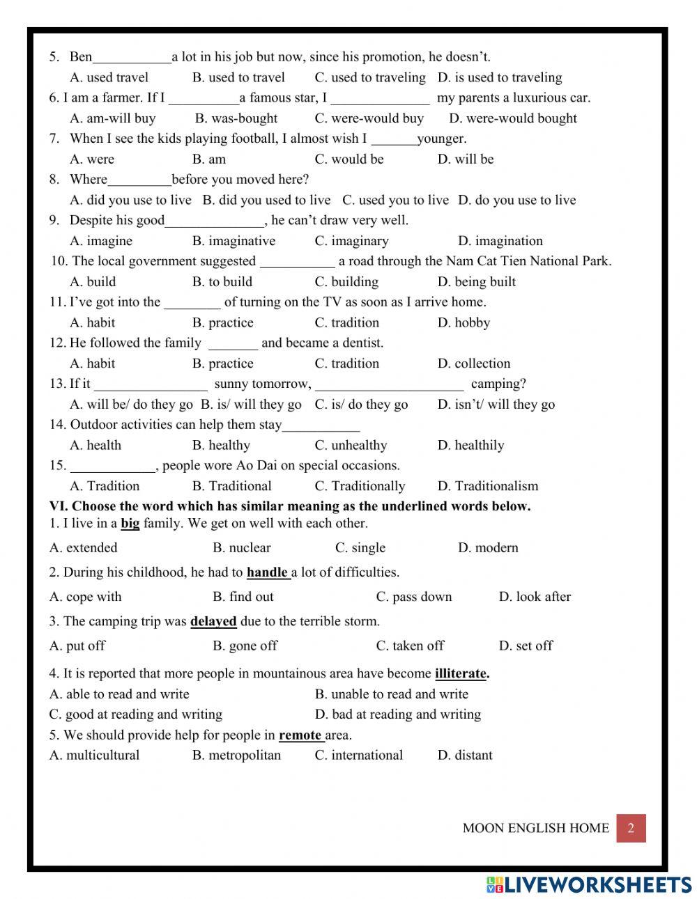 Grade 9B- Month Test (u4)