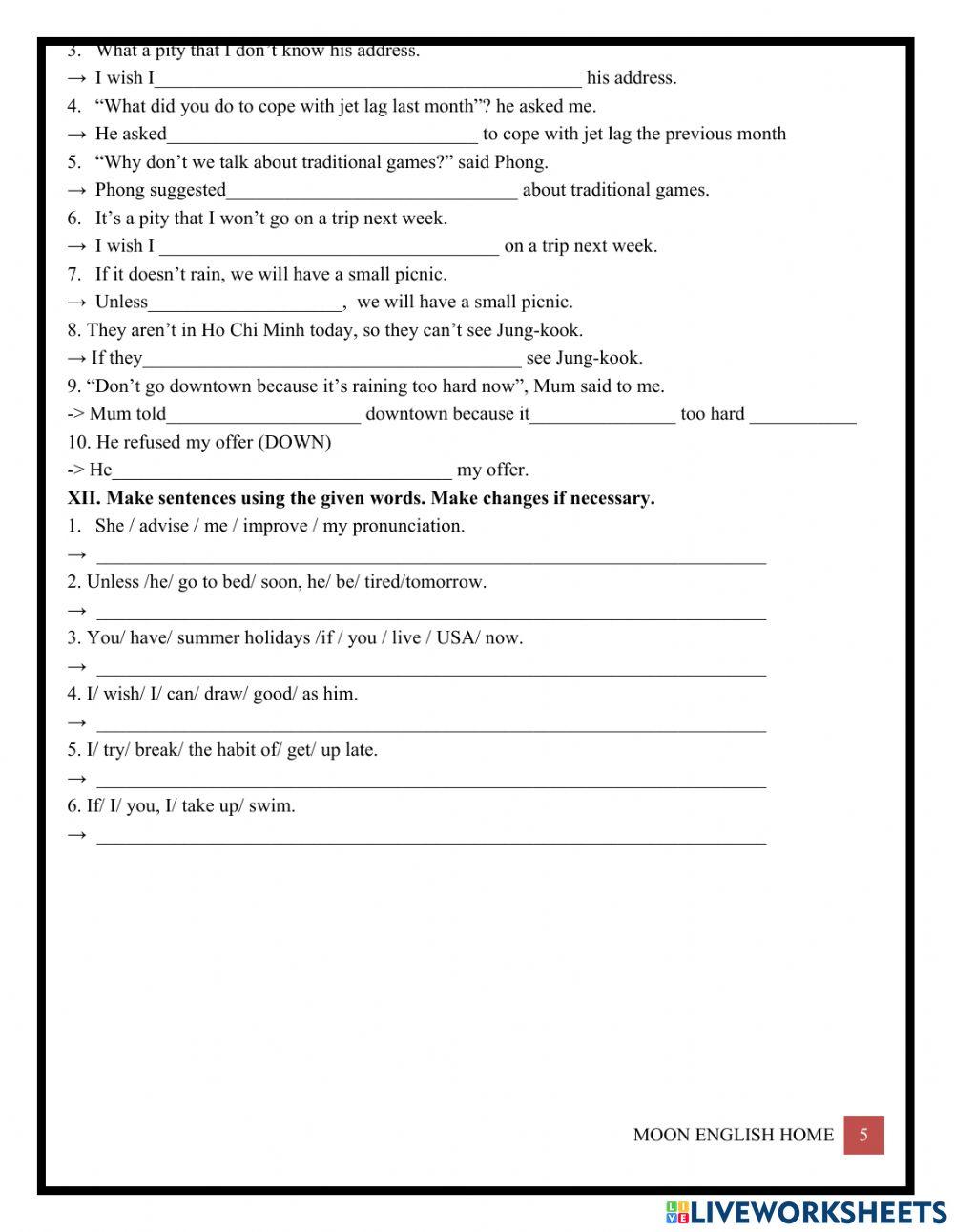 Grade 9B- Month Test (u4)