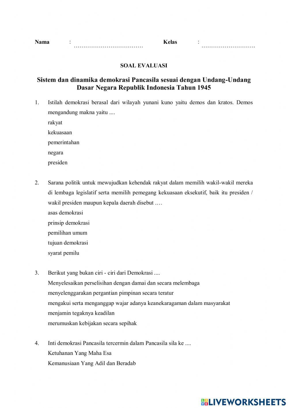 Sistem dan dinamika demokrasi Pancasila