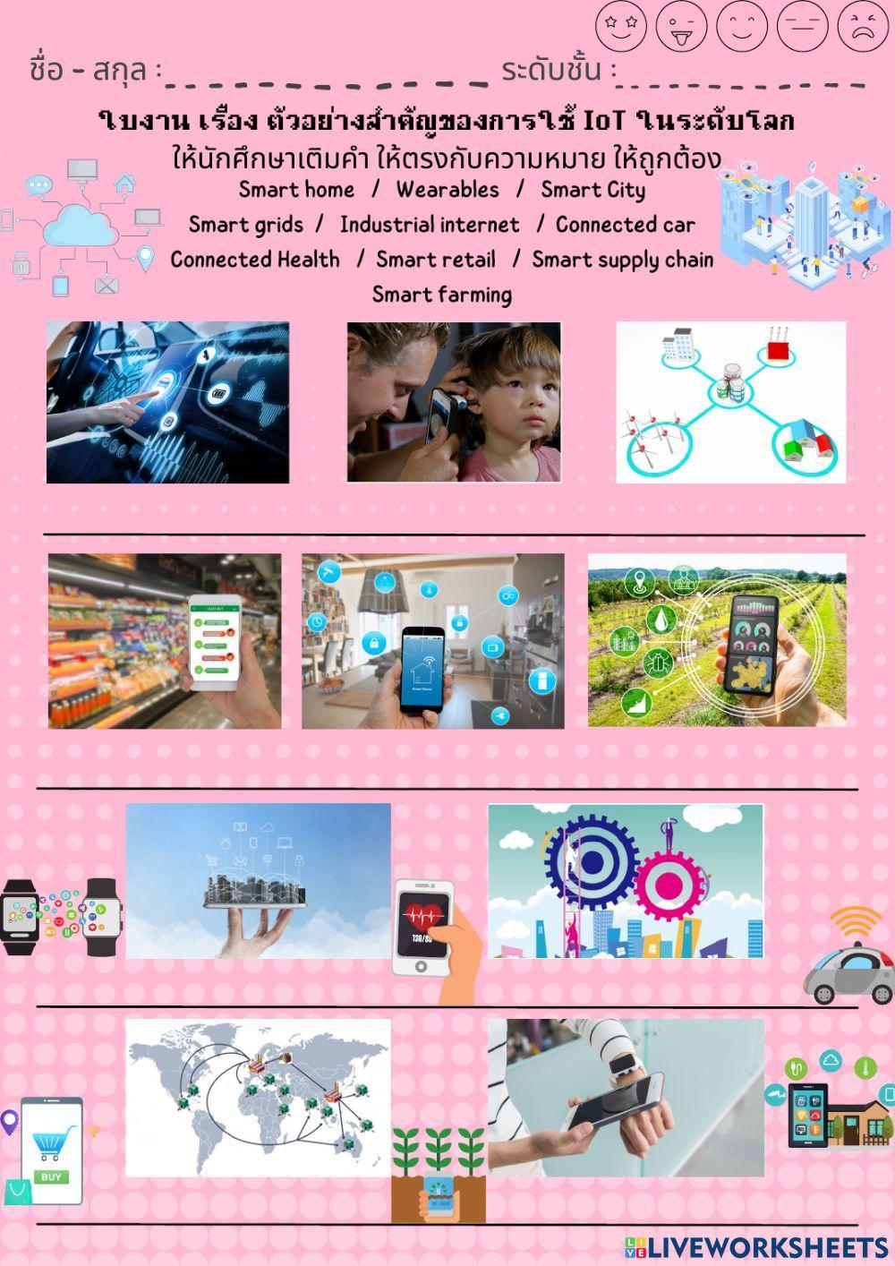 ใบงาน เรื่อง ตัวอย่างสำคัญของการใช้ IoT ในระดับโลก